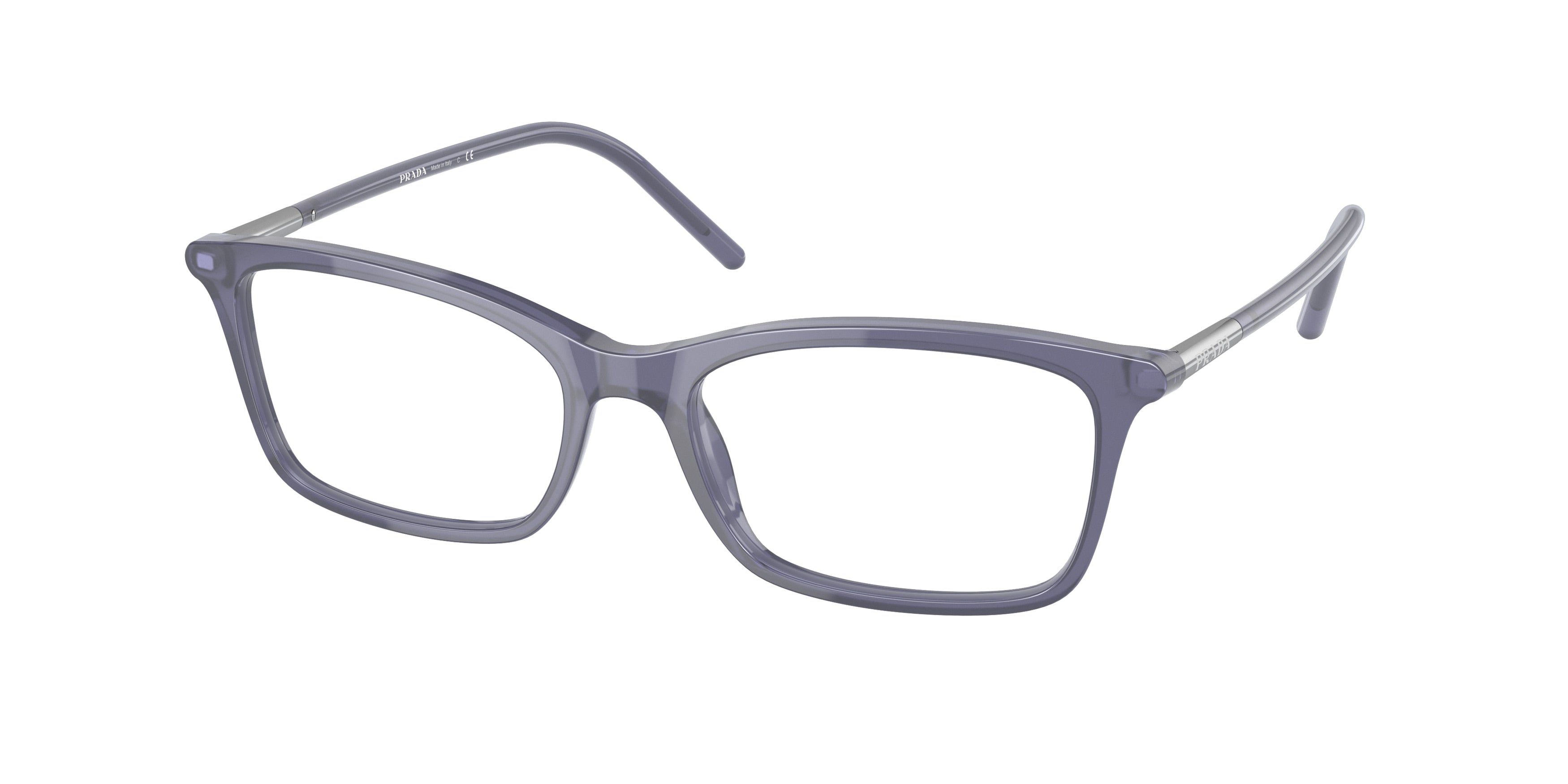 Prada PR16WV Rectangle Eyeglasses 06M1O1-Crystal Bluette 52-140-17 - Color Map Blue