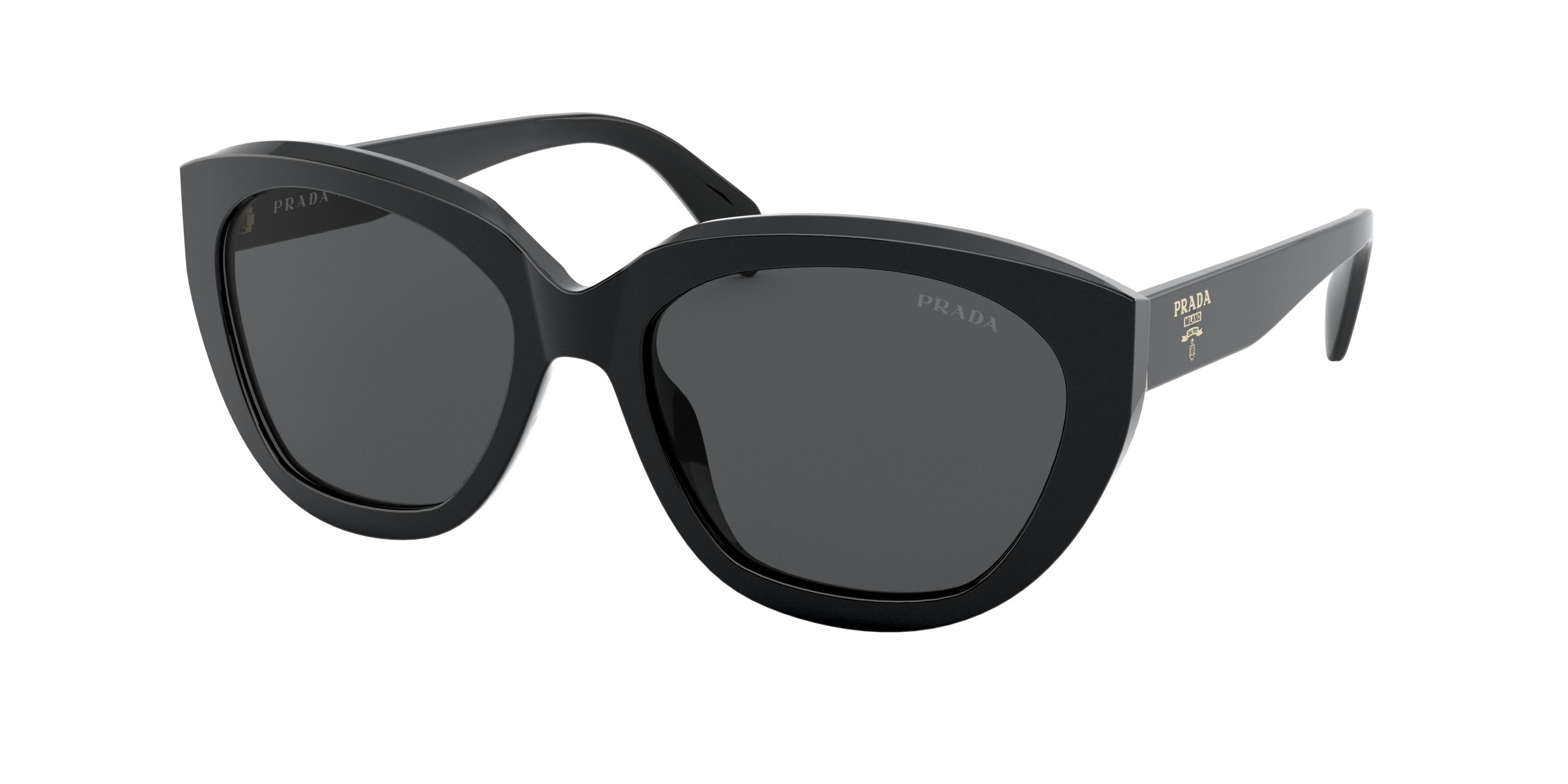 Prada PR16XSF Irregular Sunglasses  1AB5S0-Black 59-140-16 - Color Map Black