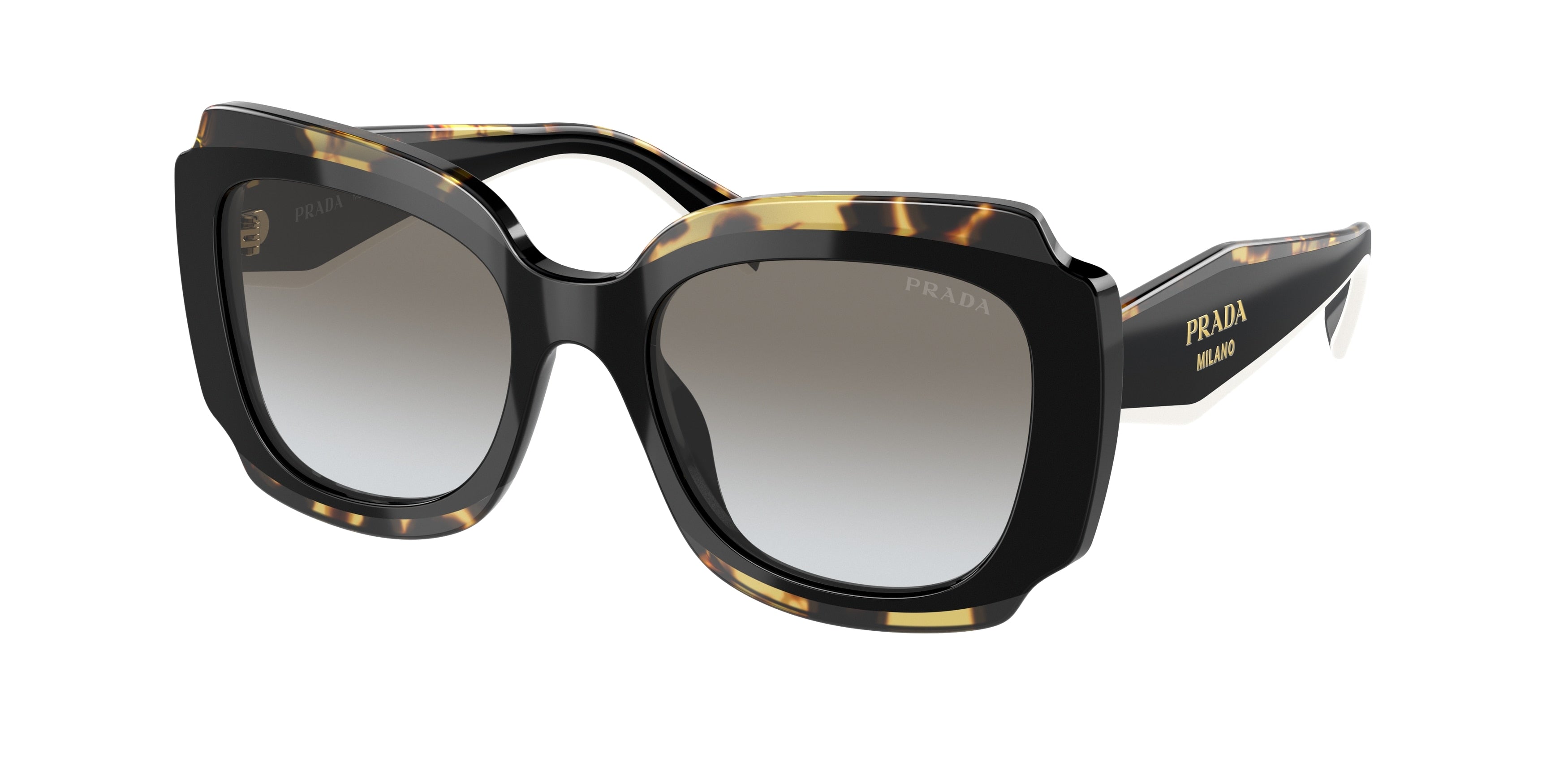 Prada PR16YS Irregular Sunglasses 01M0A7-Black/Havana 52-140-19 - Color Map Black