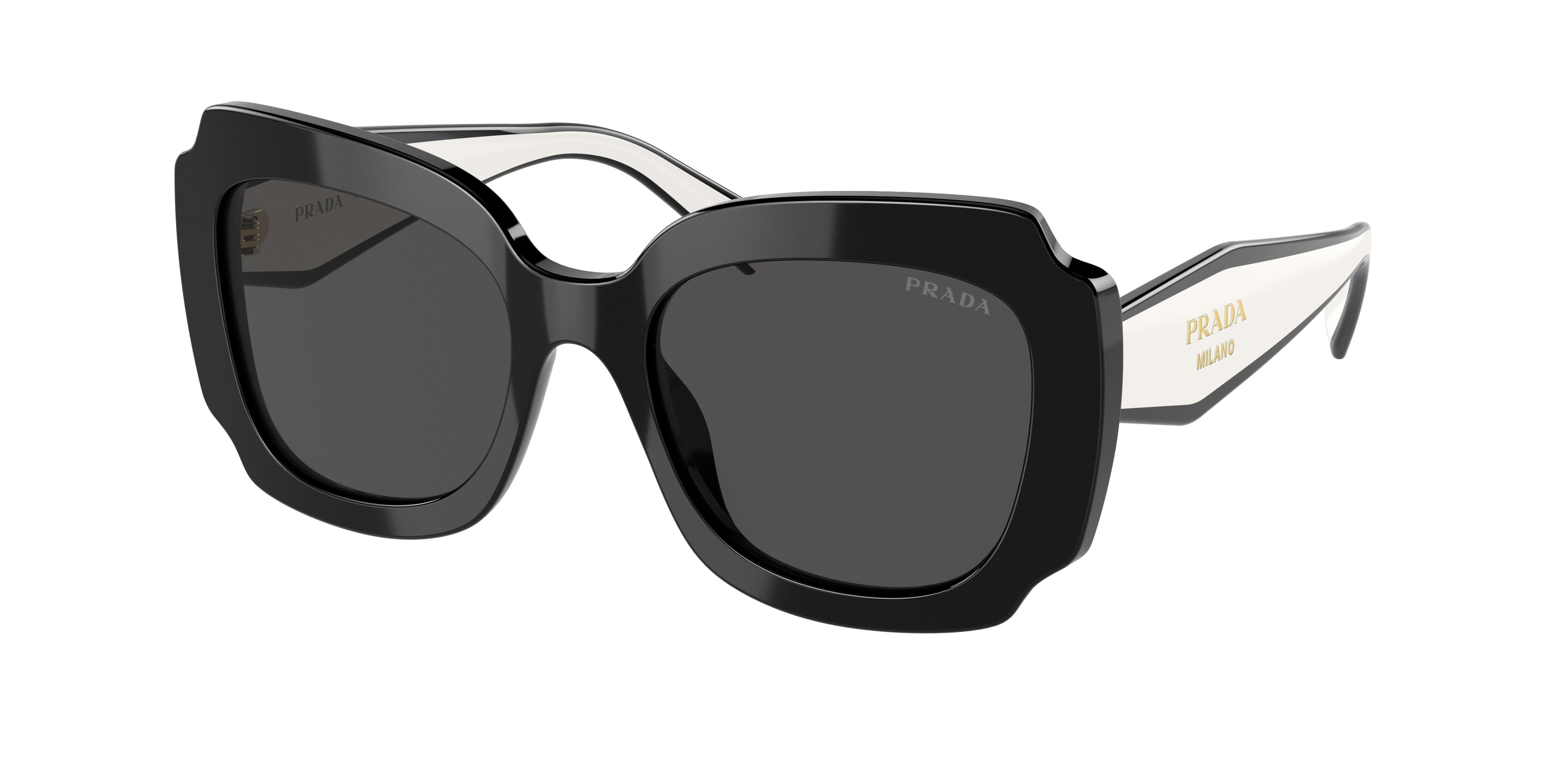 Prada PR16YS Irregular Sunglasses 09Q5S0-Black 52-140-19 - Color Map Black