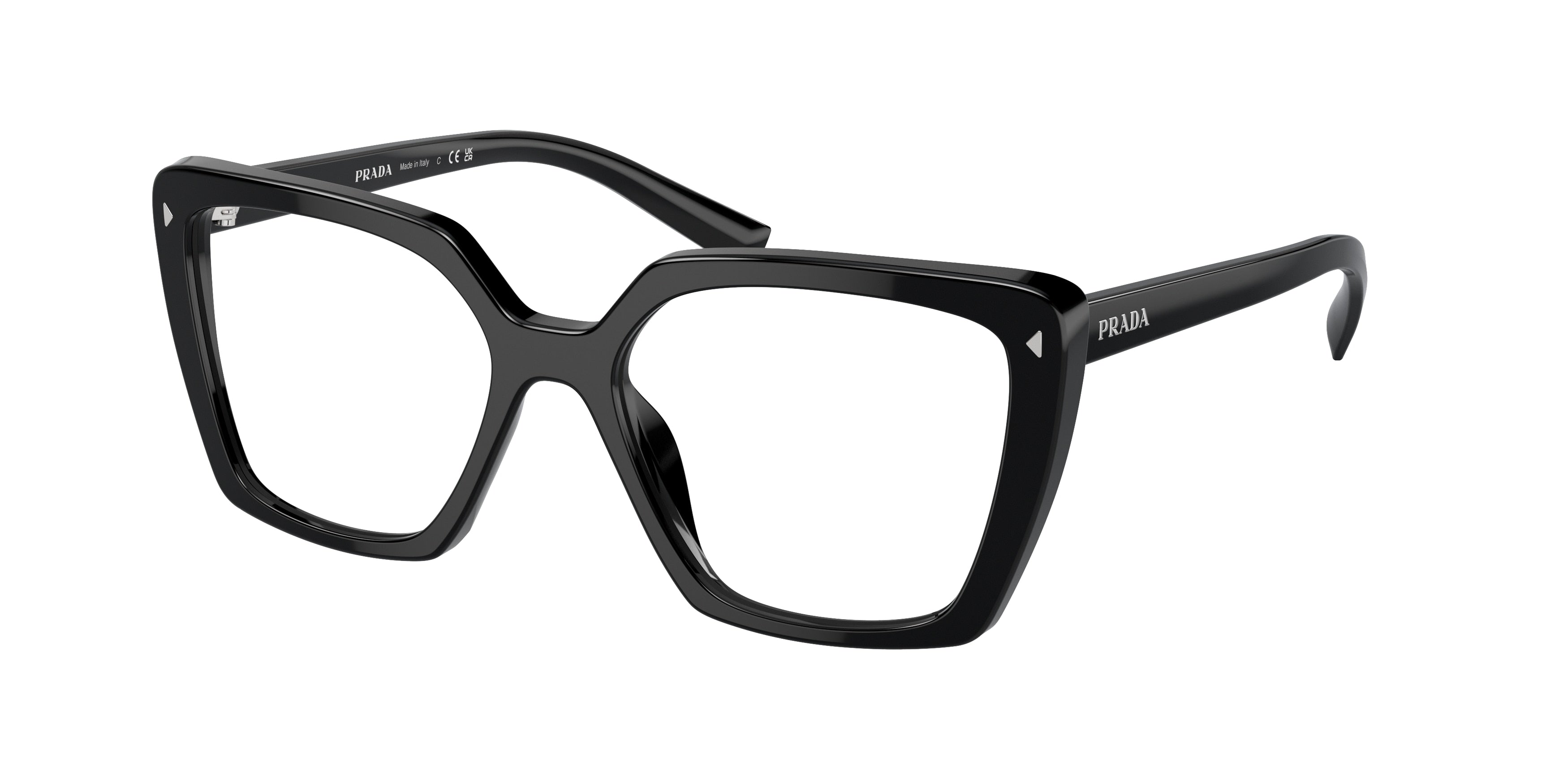 Prada PR16ZVF Square Eyeglasses 1AB1O1-Black 55-145-16 - Color Map Black