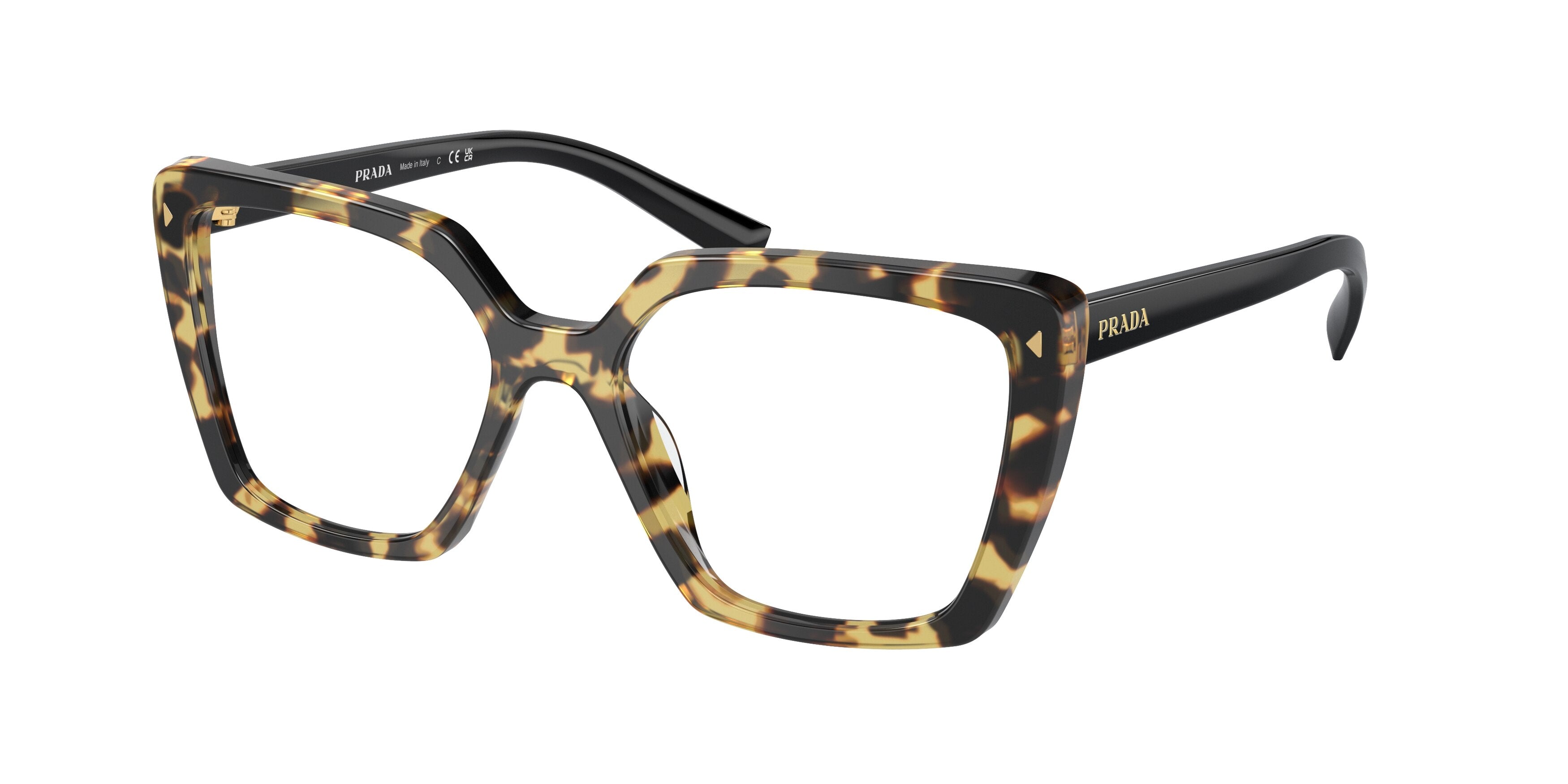 Prada PR16ZVF Square Eyeglasses 7S01O1-Black 55-145-16 - Color Map Black