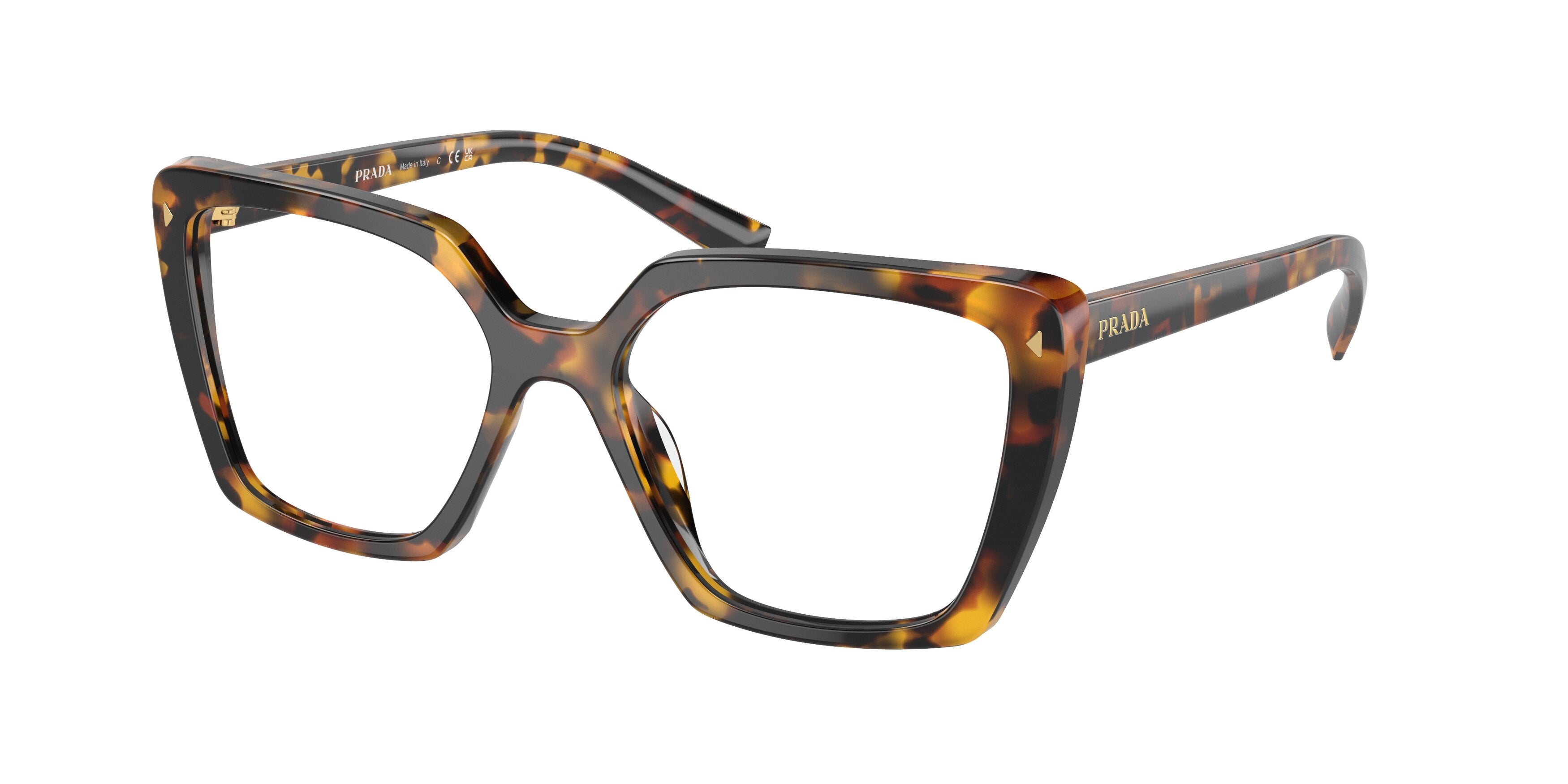Prada PR16ZVF Square Eyeglasses VAU1O1-Havana 55-145-16 - Color Map Tortoise