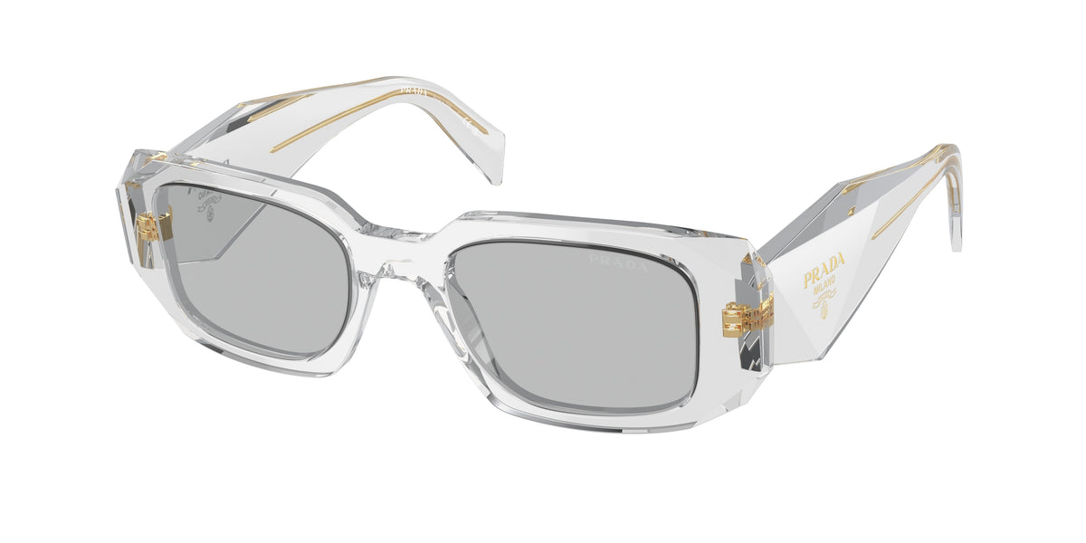 Prada PR17WSF Rectangle Sunglasses 12R30B-Transparent Grey 51-145-20 - Color Map Grey