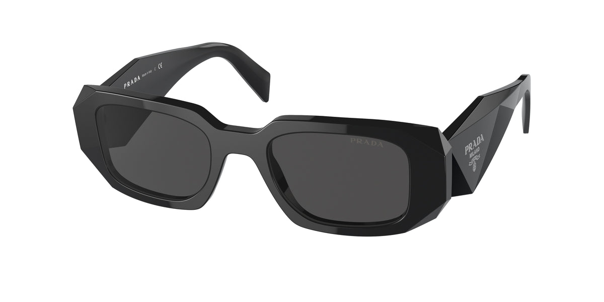 Prada PR17WSF Rectangle Sunglasses 1AB5S0-Black 51-145-20 - Color Map Black