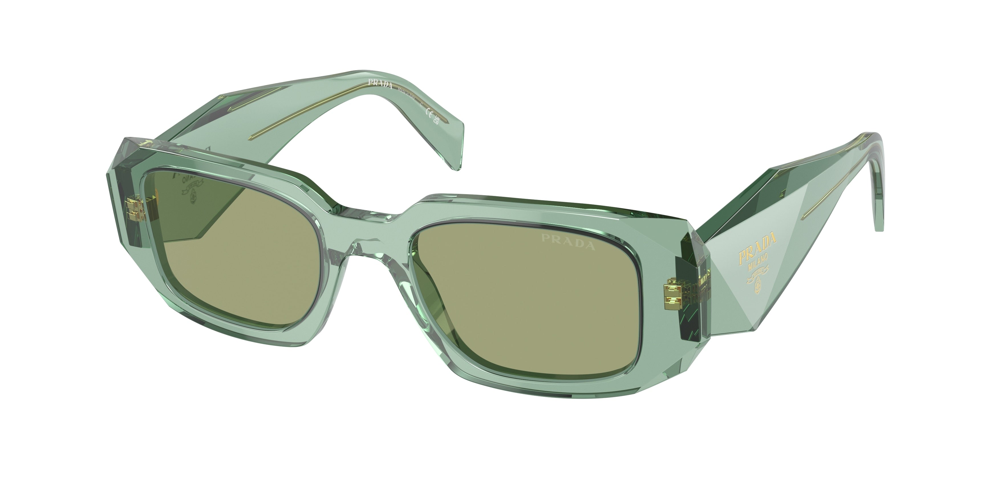 Prada PR17WS Rectangle Sunglasses 11R10E-Transparent Sage 49-145-20 - Color Map Green