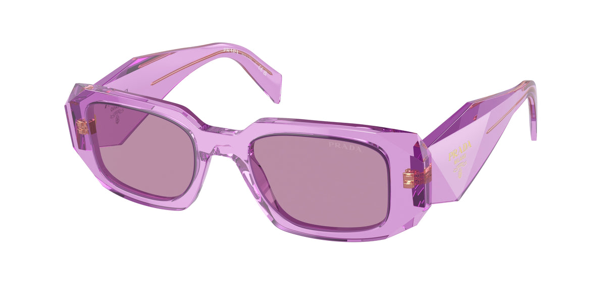 Prada PR17WS Rectangle Sunglasses 13R07Q-Transparent Amethyst 49-145-20 - Color Map Violet