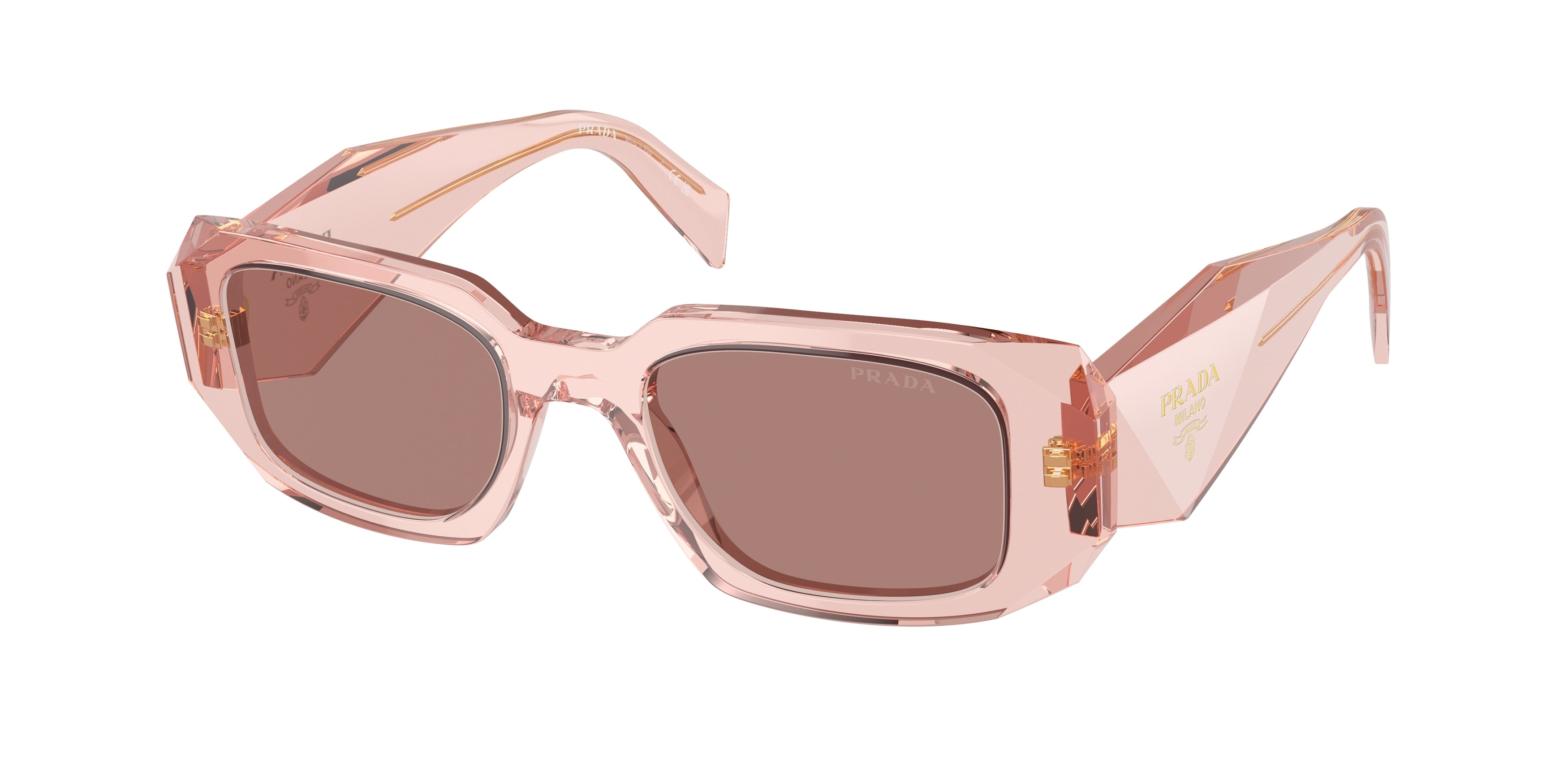 Prada PR17WS Rectangle Sunglasses 19Q10D-Transparent Peach 49-145-20 - Color Map Pink