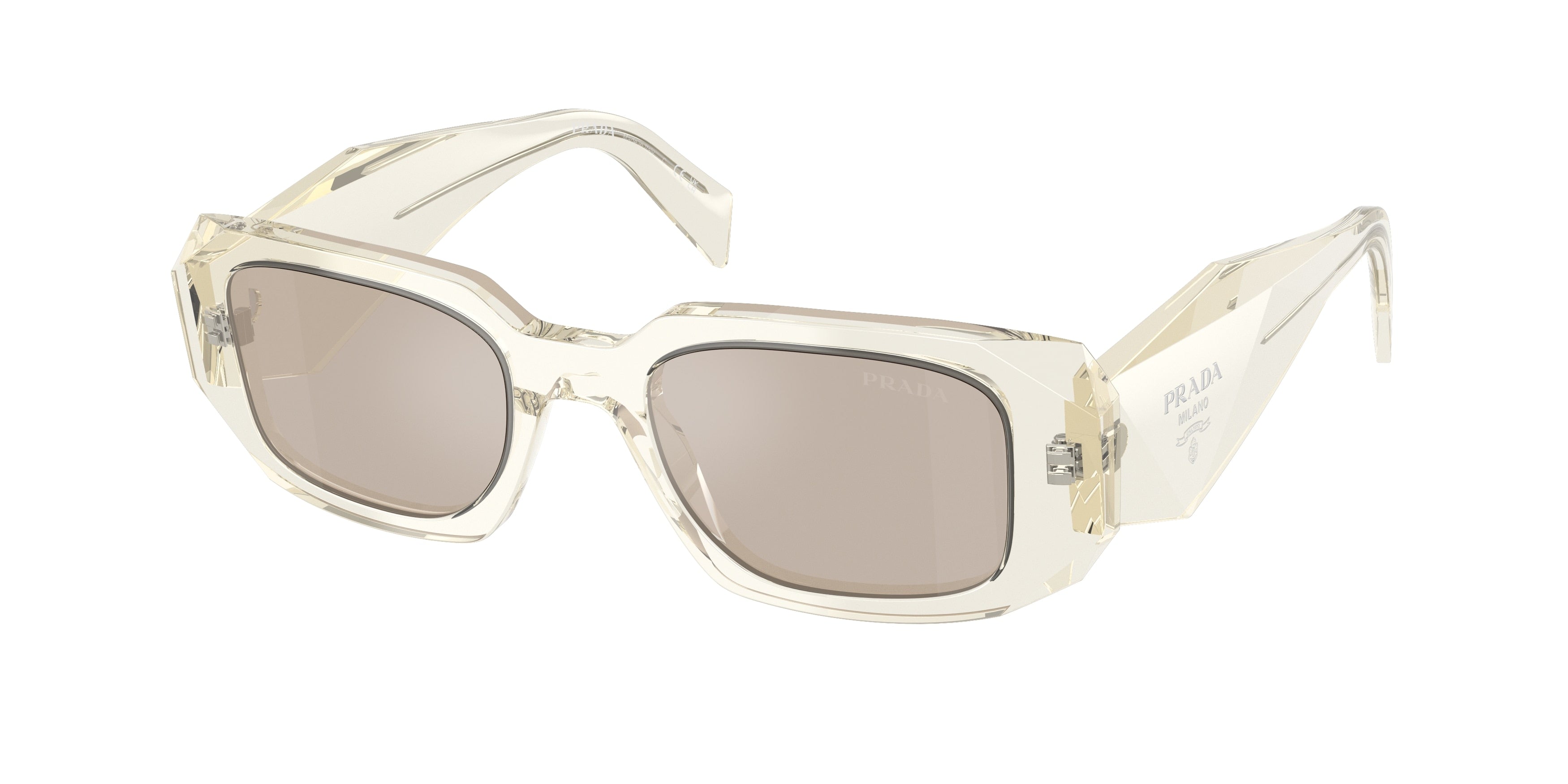 Prada PR17WS Rectangle Sunglasses 19X30N-Transparent Champagne 49-145-20 - Color Map Brown