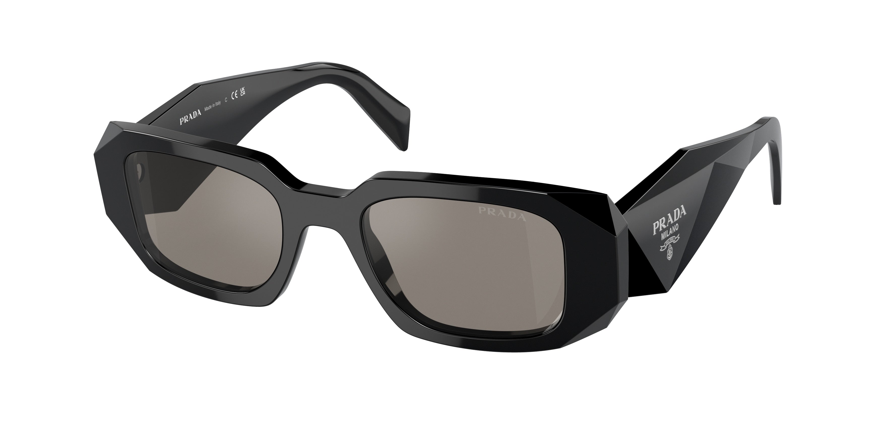 Prada PR17WS Rectangle Sunglasses 1AB07Z-Black 49-145-20 - Color Map Black