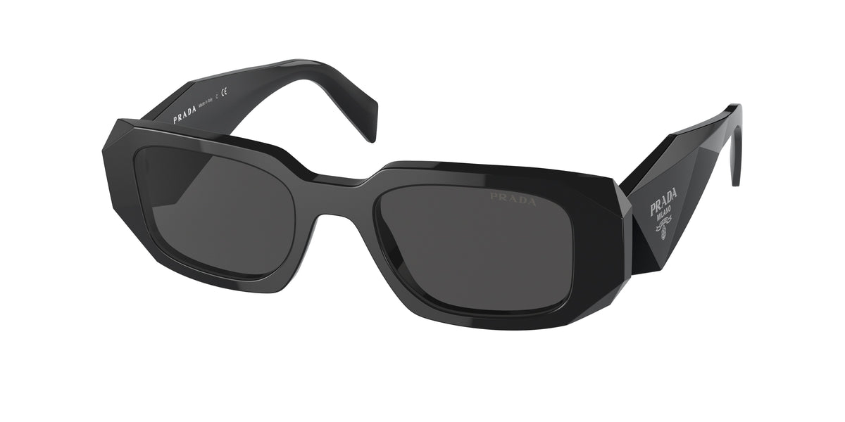 Prada PR17WS Rectangle Sunglasses 1AB5S0-Black 49-145-20 - Color Map Black