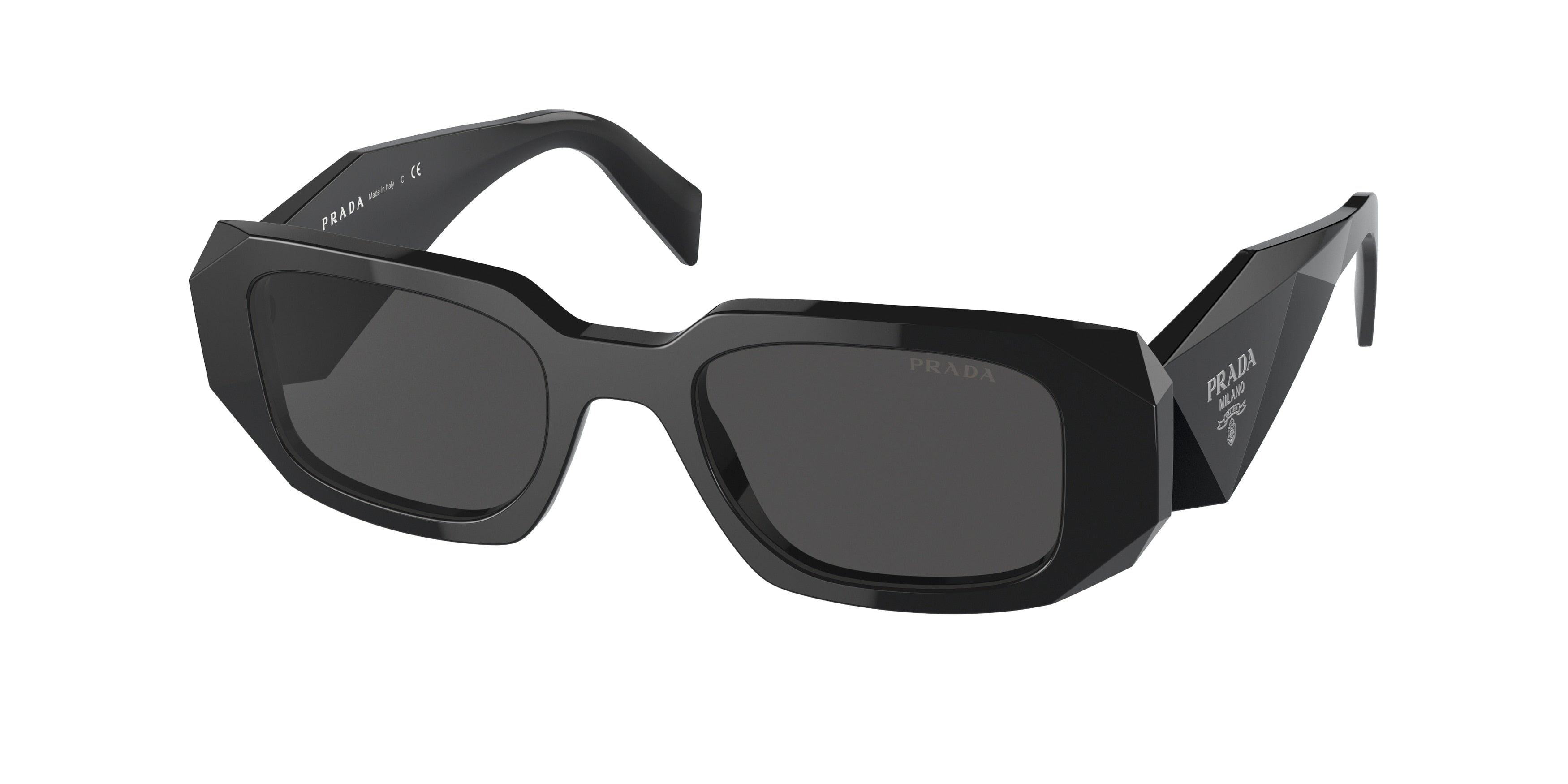 Prada PR17WS Rectangle Sunglasses 1AB5S0-Black 49-145-20 - Color Map Black