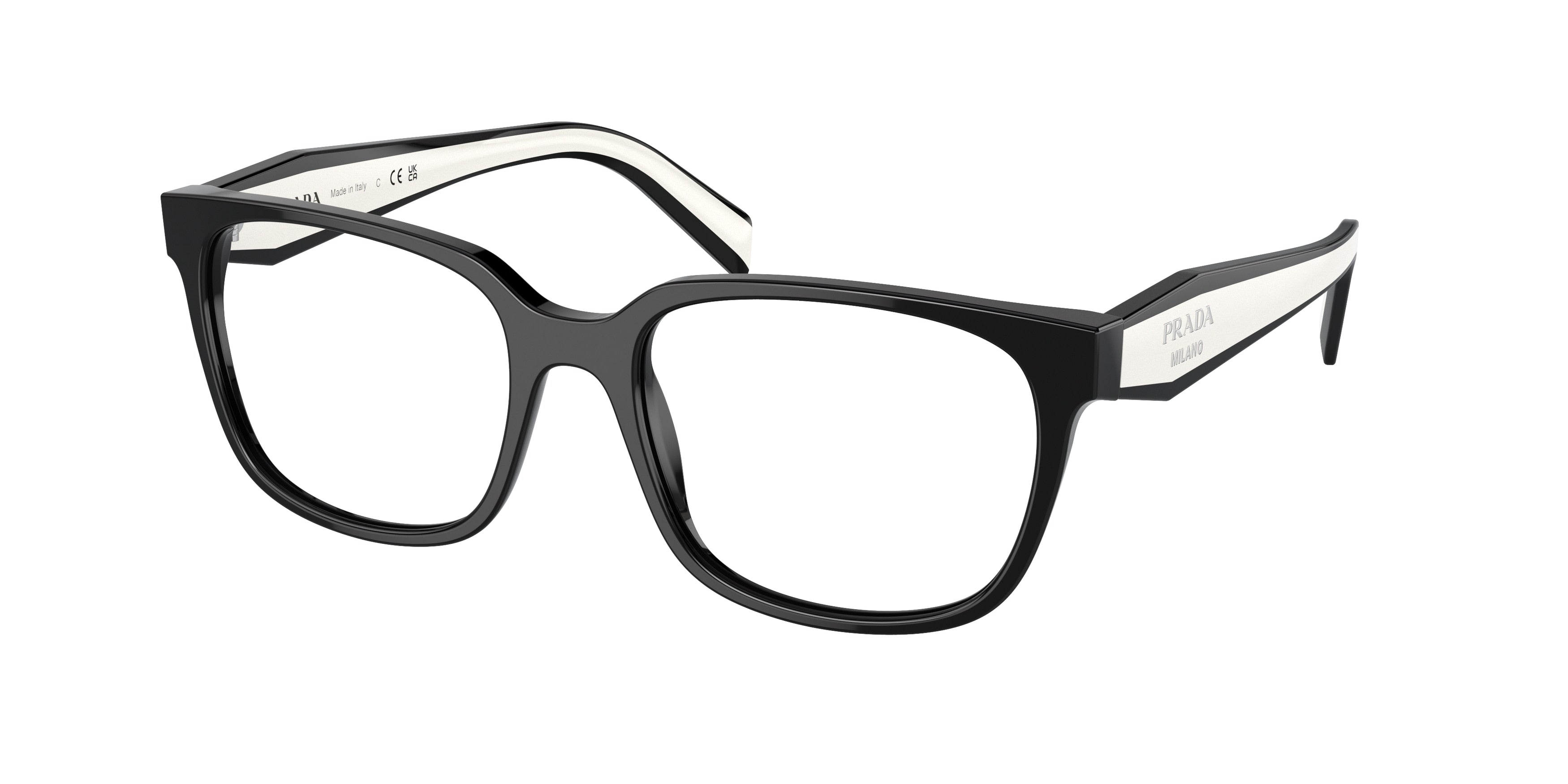 Prada PR17ZVF Rectangle Eyeglasses 1AB1O1-Black 55-140-17 - Color Map Black