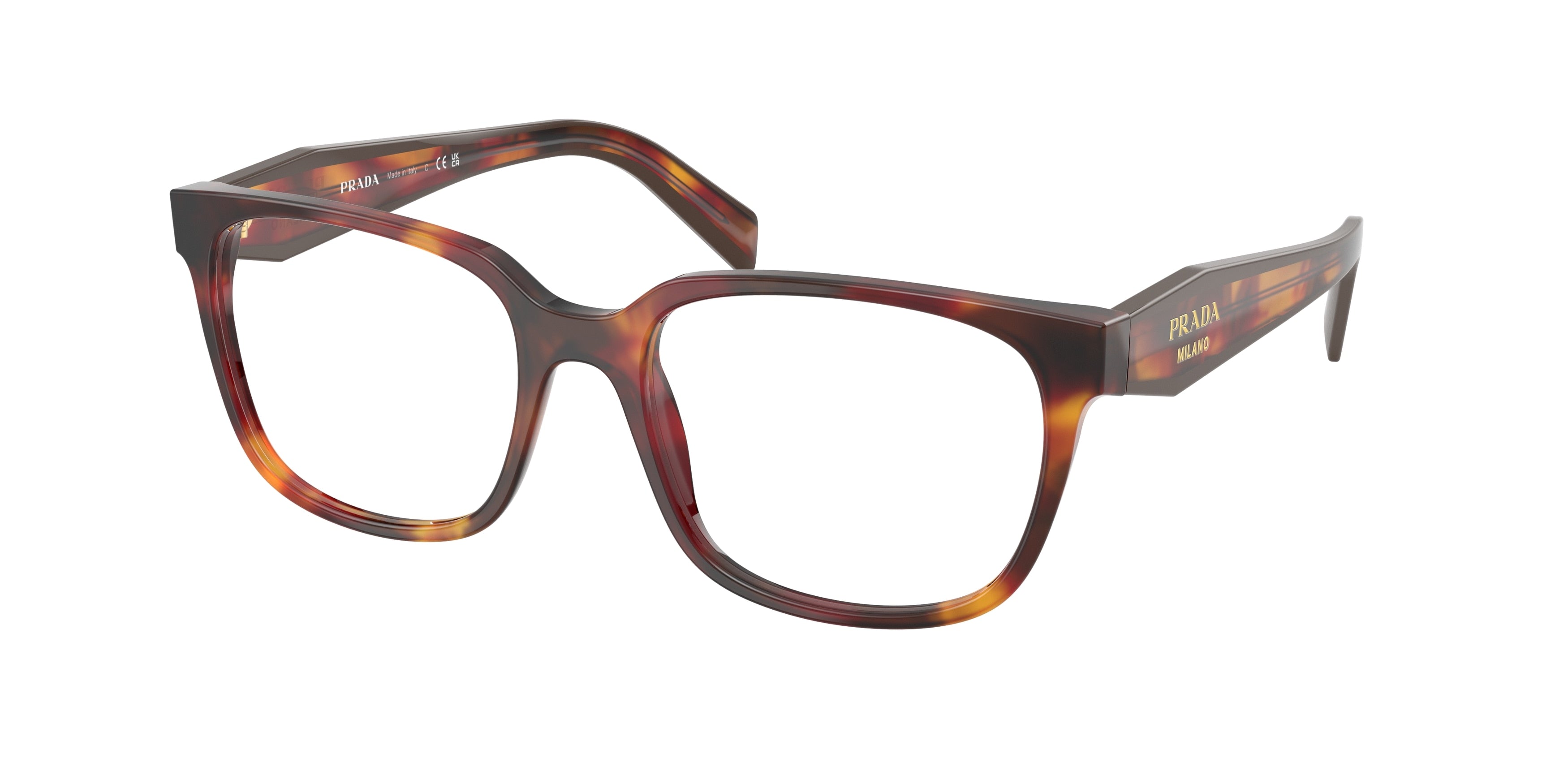 Prada PR17ZVF Rectangle Eyeglasses 22A1O1-Poppy Tortoise 55-140-17 - Color Map Tortoise