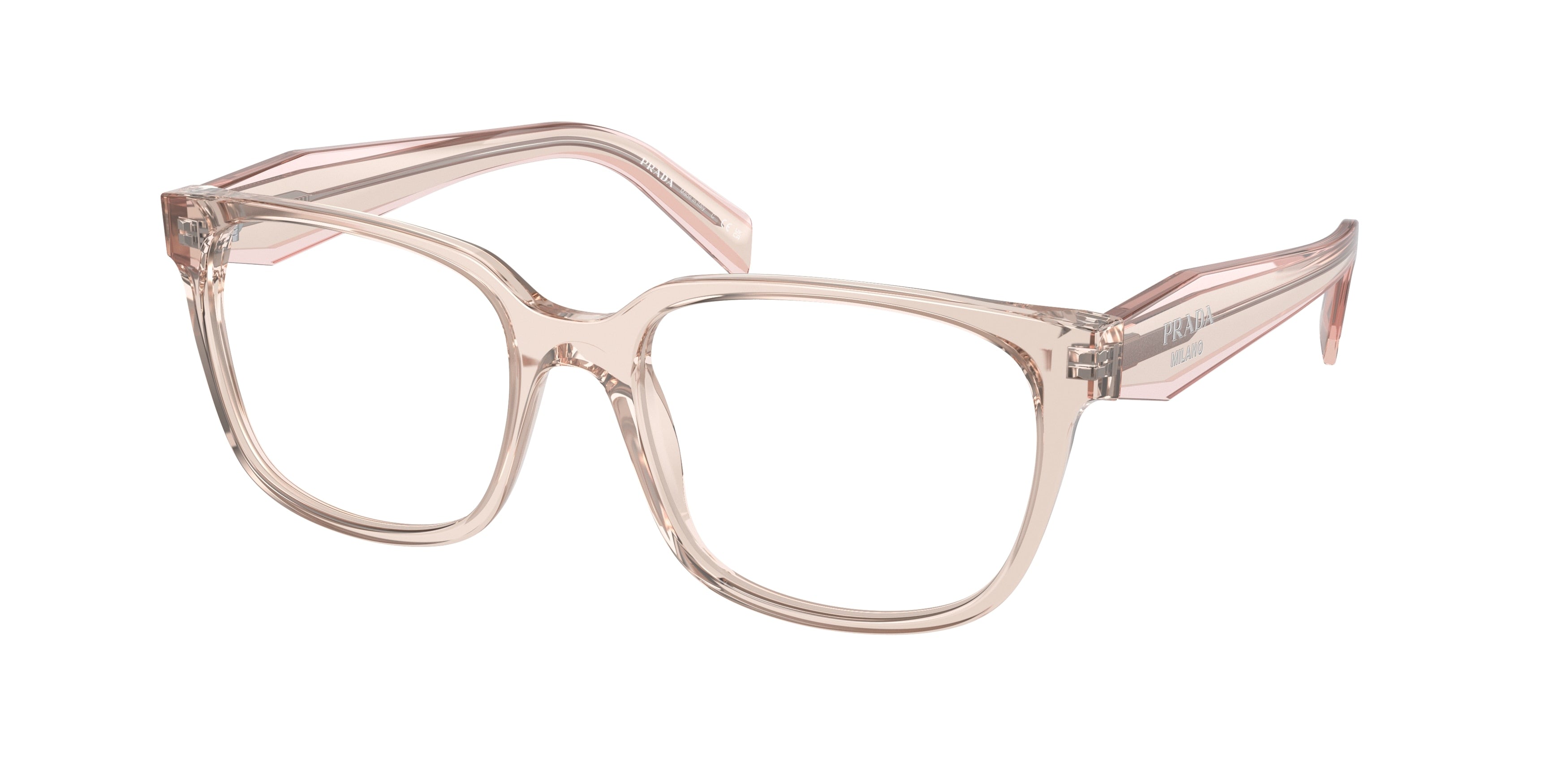Prada PR17ZV Rectangle Eyeglasses 15J1O1-Crystal Pink 54-140-18 - Color Map Pink
