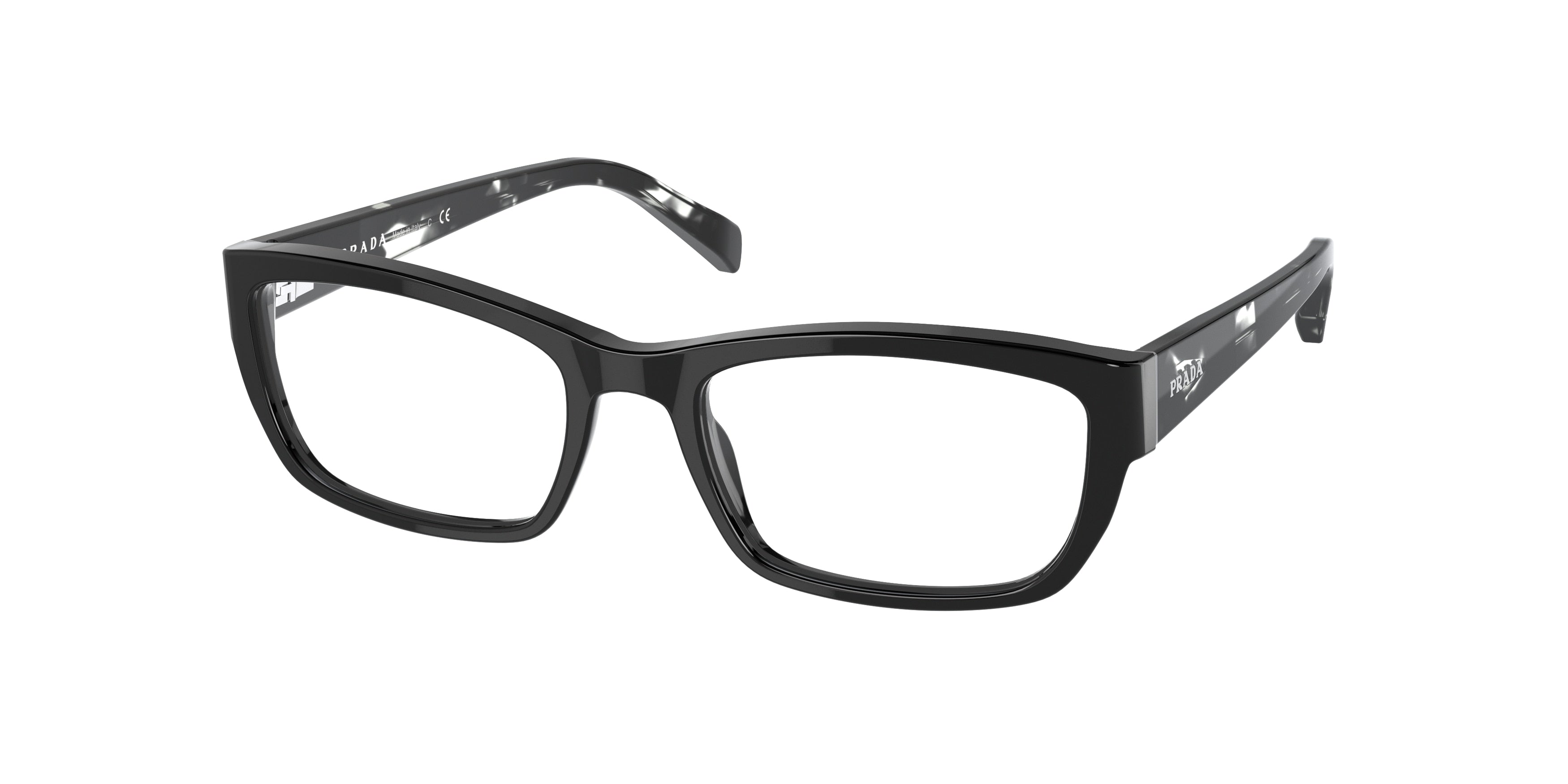 Prada HERITAGE PR18OV Rectangle Eyeglasses 07E1O1-Black 54-135-18 - Color Map Black