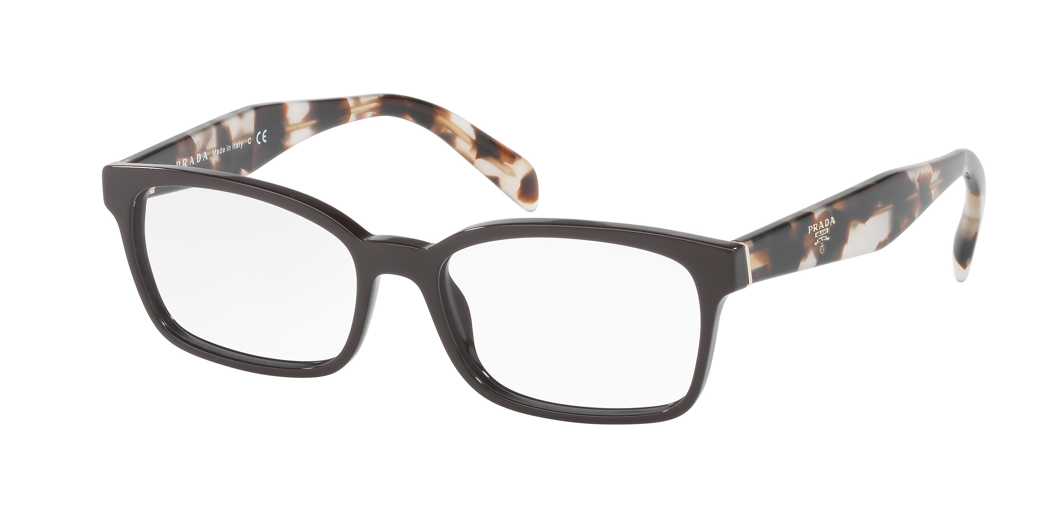 Prada HERITAGE PR18TVF Rectangle Eyeglasses DHO1O1-Brown 53-140-16 - Color Map Brown