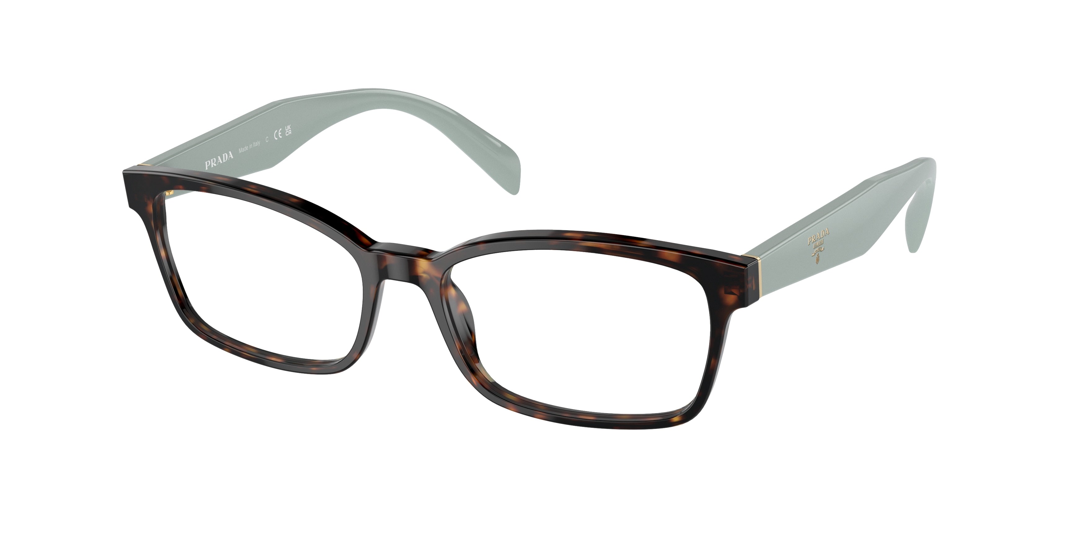 Prada HERITAGE PR18TV Rectangle Eyeglasses 2AU1O1-Havana 53-140-16 - Color Map Tortoise