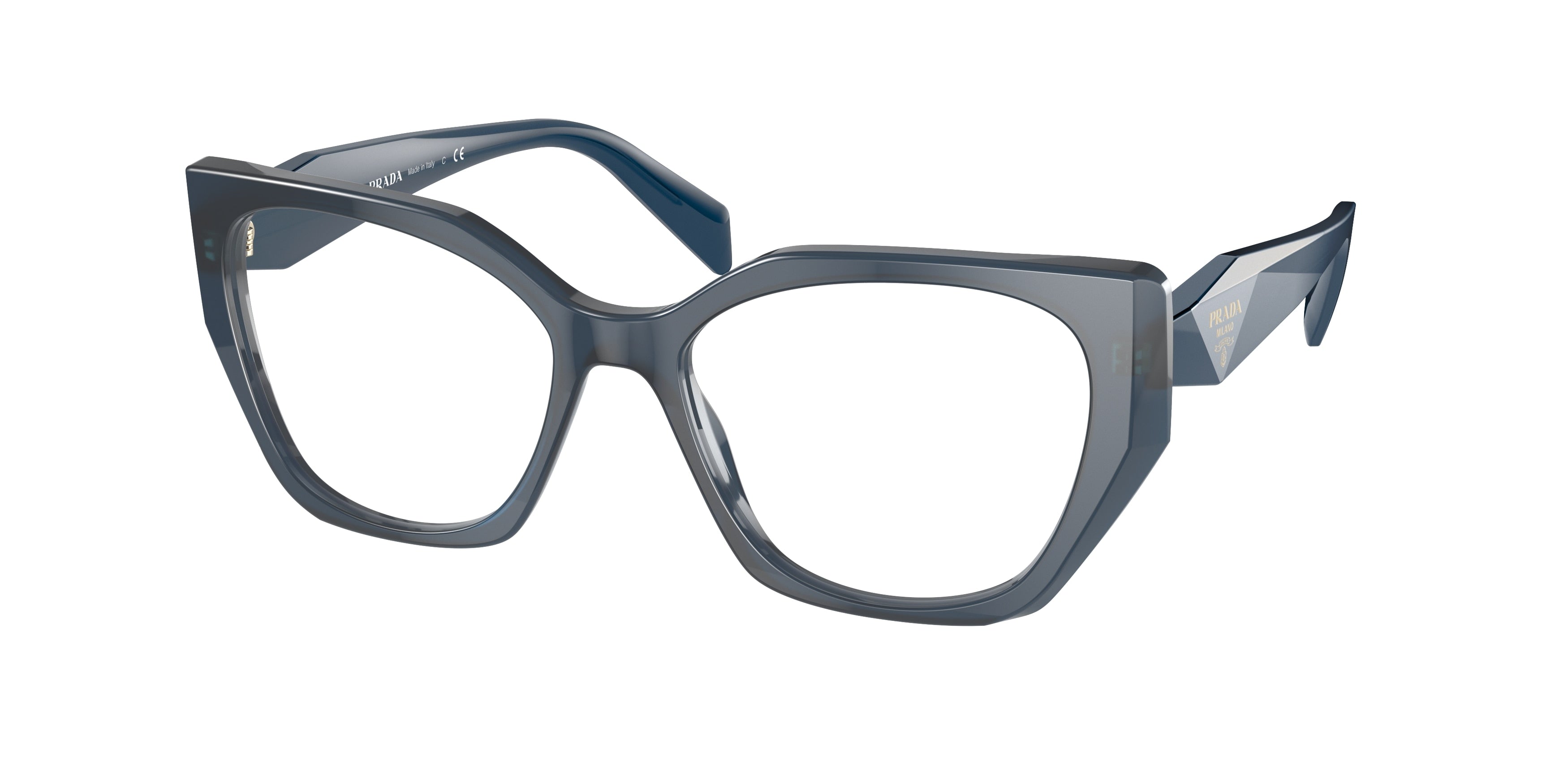 Prada PR18WV Irregular Eyeglasses 08Q1O1-Blue Crystal 54-145-17 - Color Map Blue