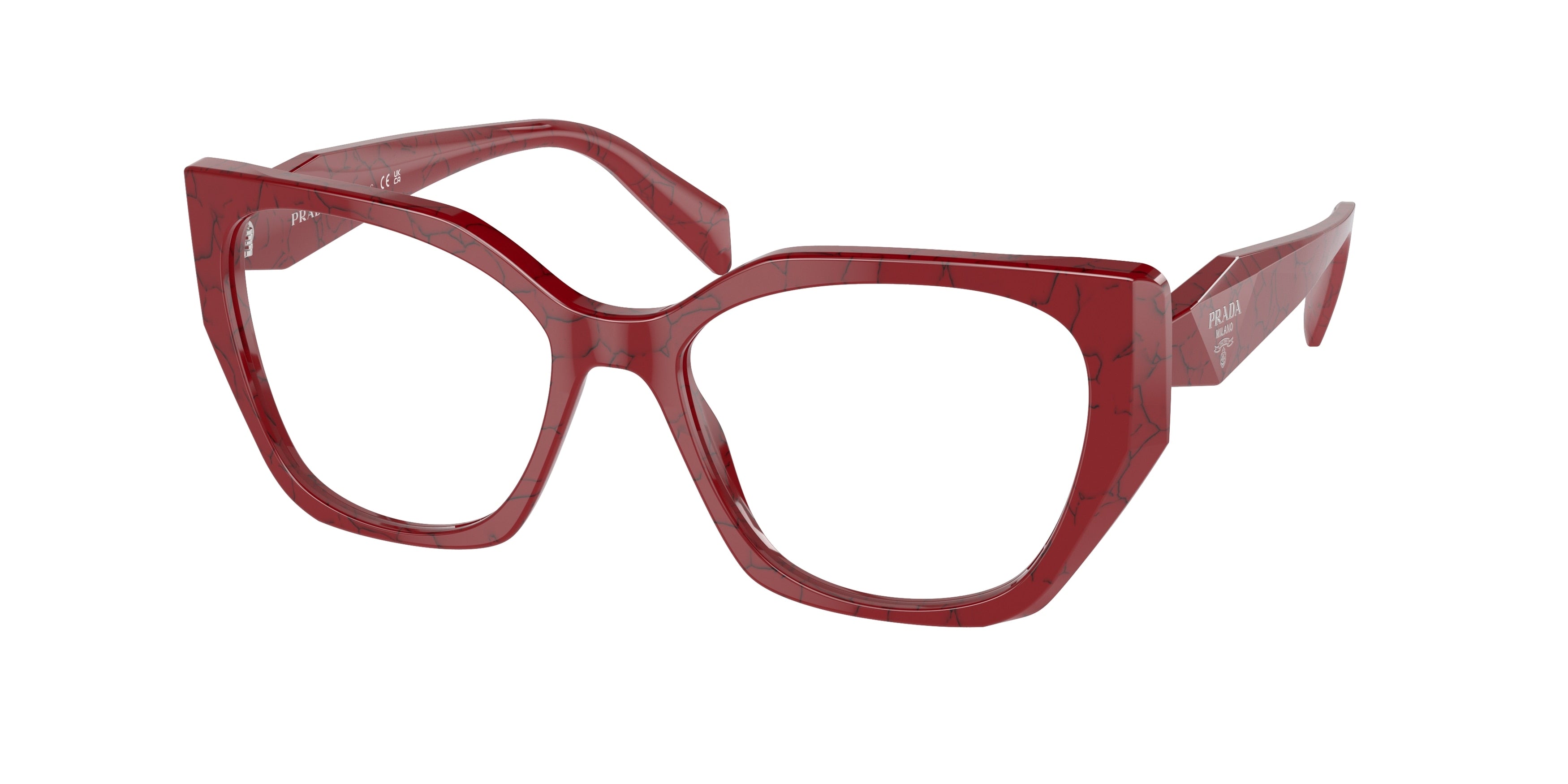 Prada PR18WV Irregular Eyeglasses 15D1O1-Etruscan Marble 52-145-17 - Color Map Red
