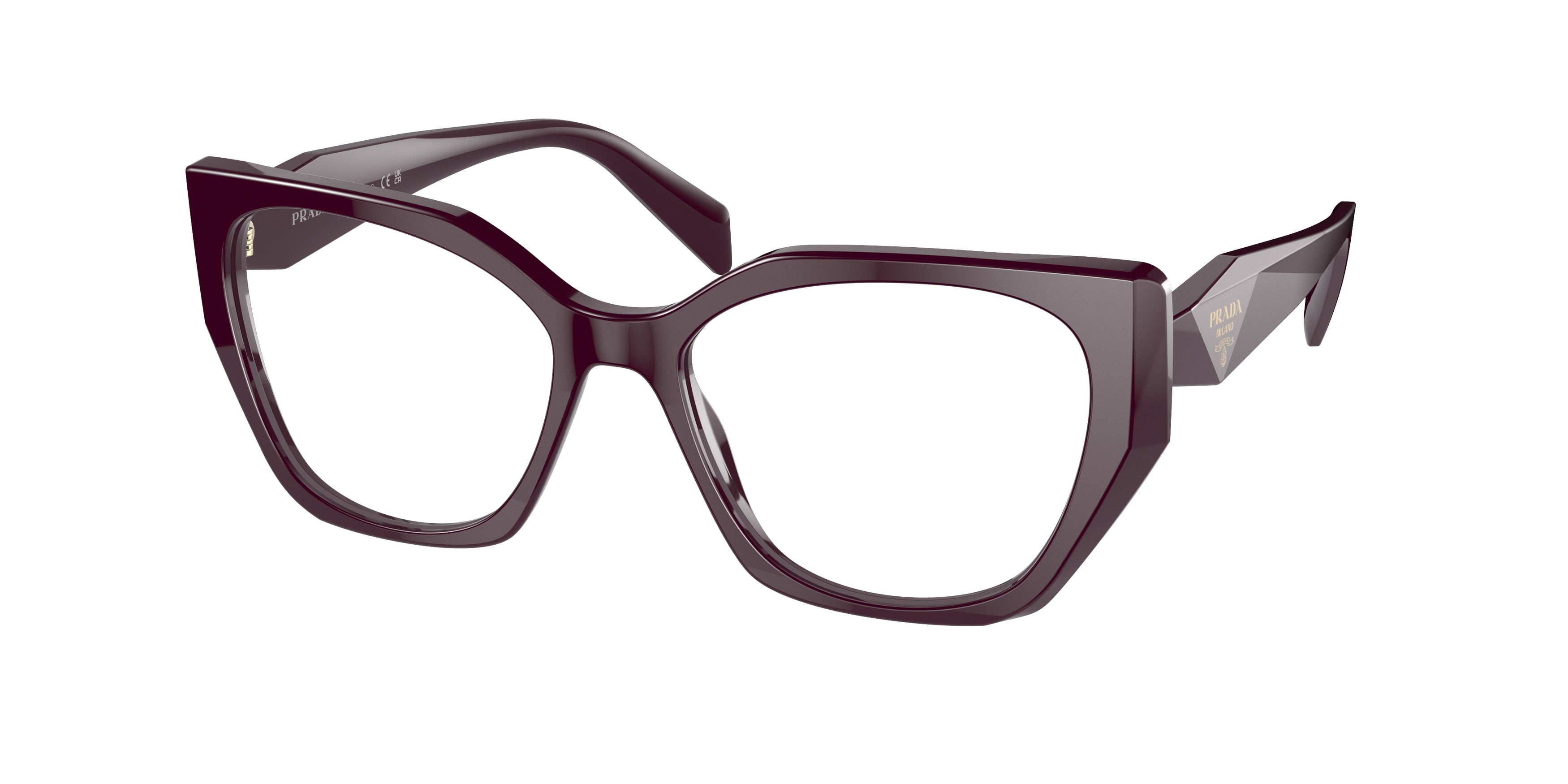 Prada PR18WV Irregular Eyeglasses VIY1O1-Garnet 54-145-17 - Color Map Violet