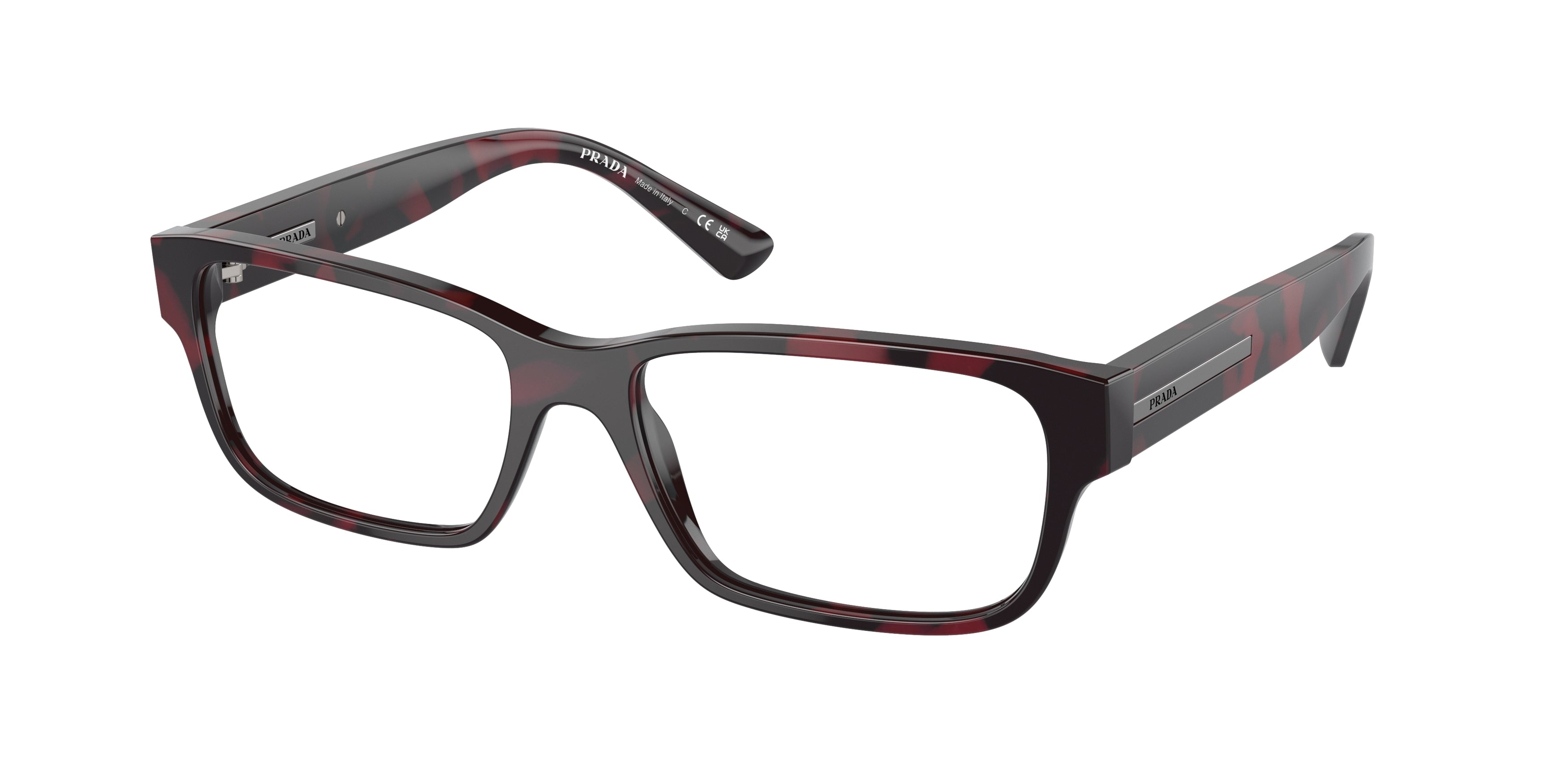 Prada PR18ZV Pillow Eyeglasses 18I1O1-Havana Red 56-140-17 - Color Map Red