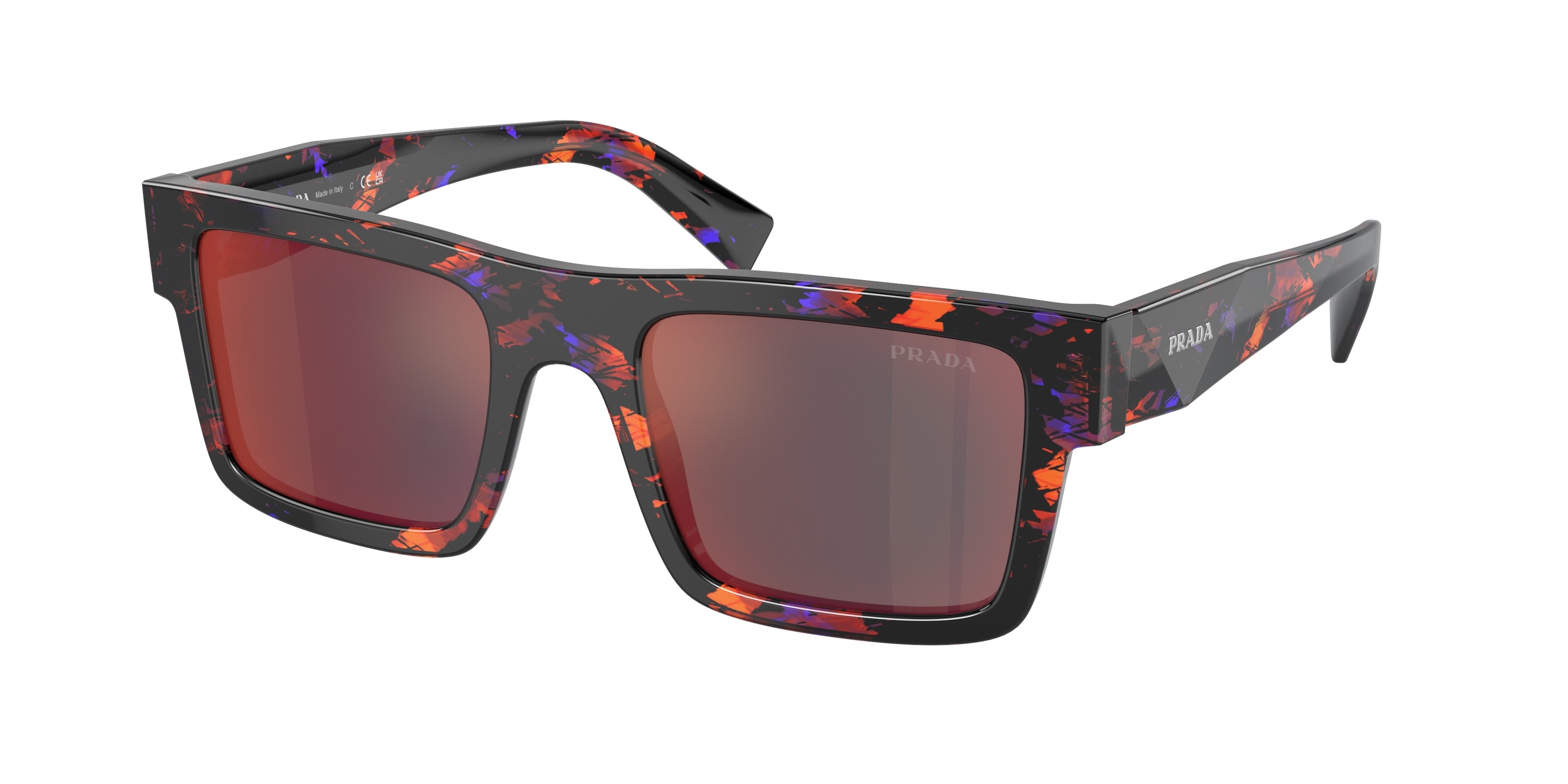 Prada PR19WS Rectangle Sunglasses 06V40E-Abstract Orange 52-145-21 - Color Map Orange