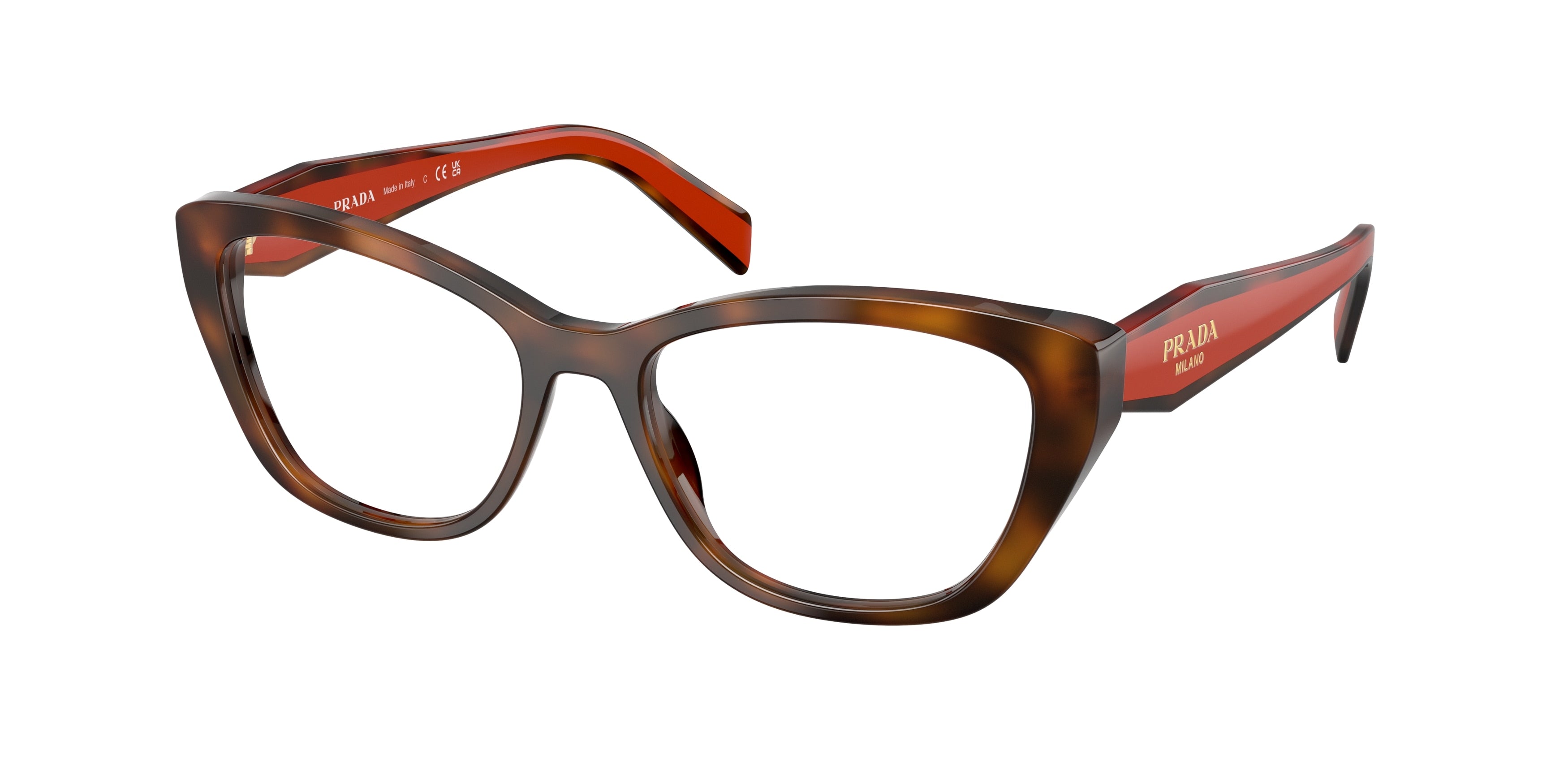 Prada PR19WV Cat Eye Eyeglasses 01K1O1-Juniper Havana 53-140-17 - Color Map Tortoise