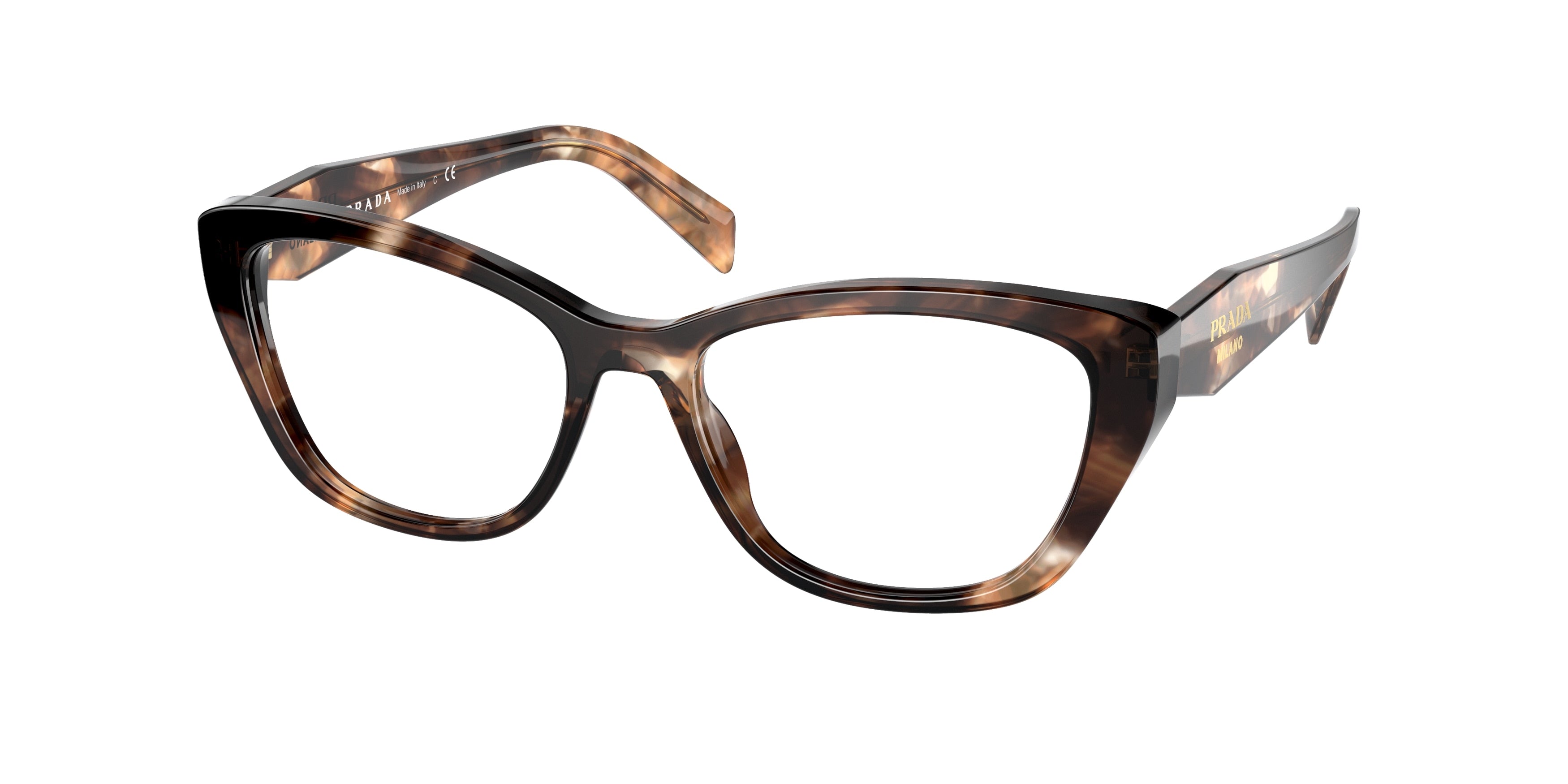 Prada PR19WV Cat Eye Eyeglasses 07R1O1-Caramel Tortoise 53-140-17 - Color Map Tortoise