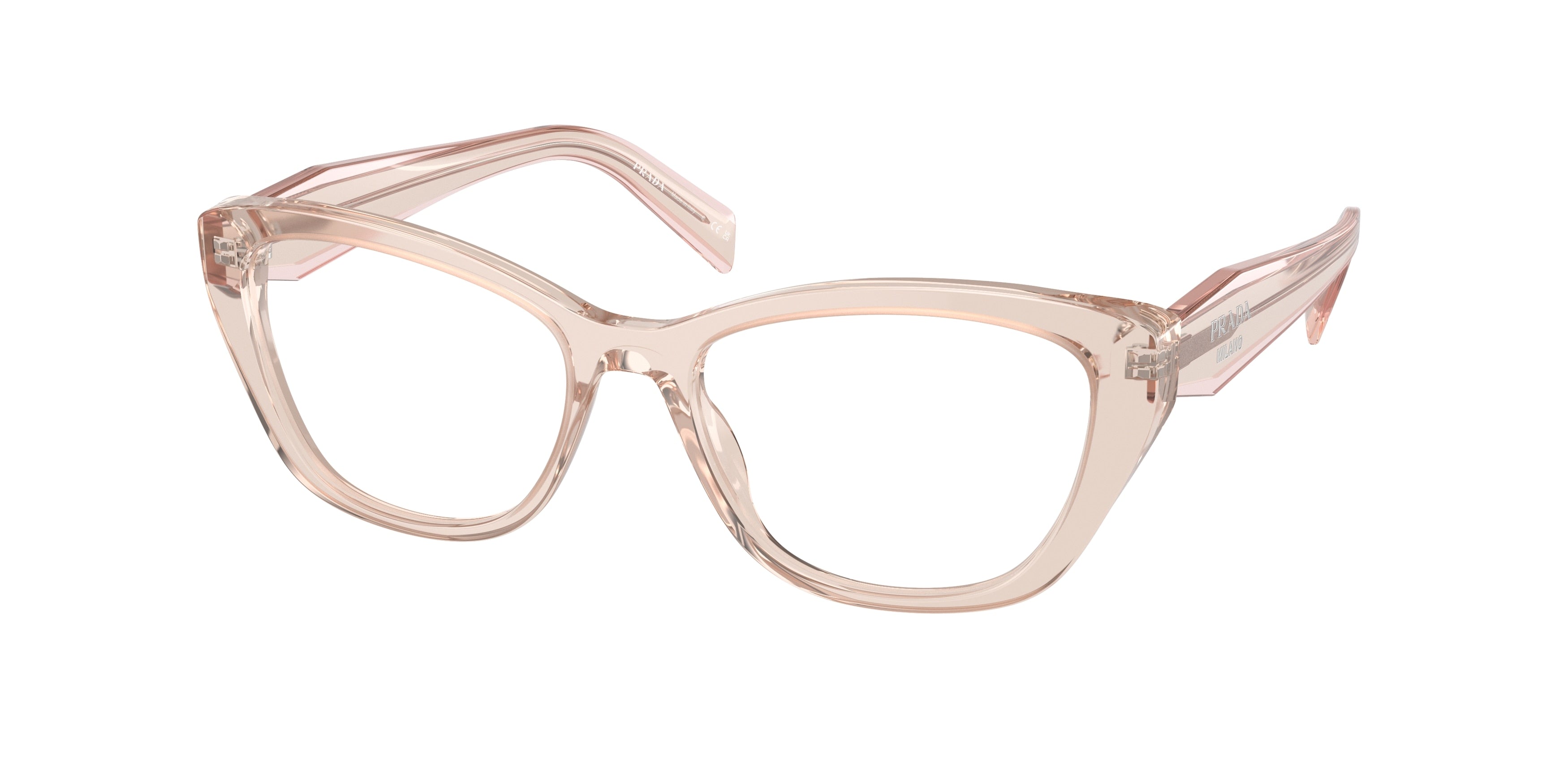 Prada PR19WV Cat Eye Eyeglasses 15J1O1-Crystal Geranium 53-140-17 - Color Map Pink