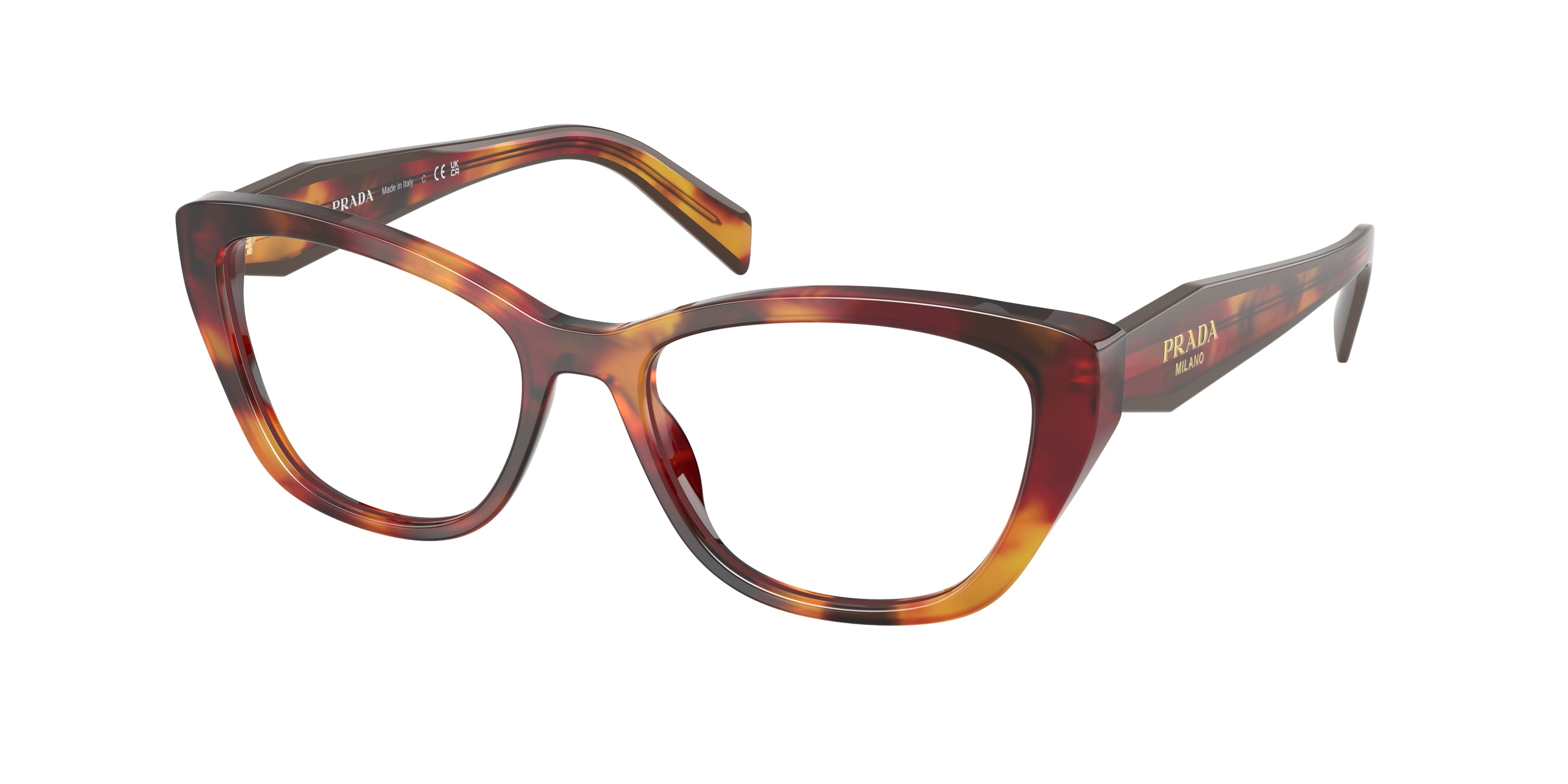 Prada PR19WV Cat Eye Eyeglasses 22A1O1-Poppy Tortoise 53-140-17 - Color Map Tortoise