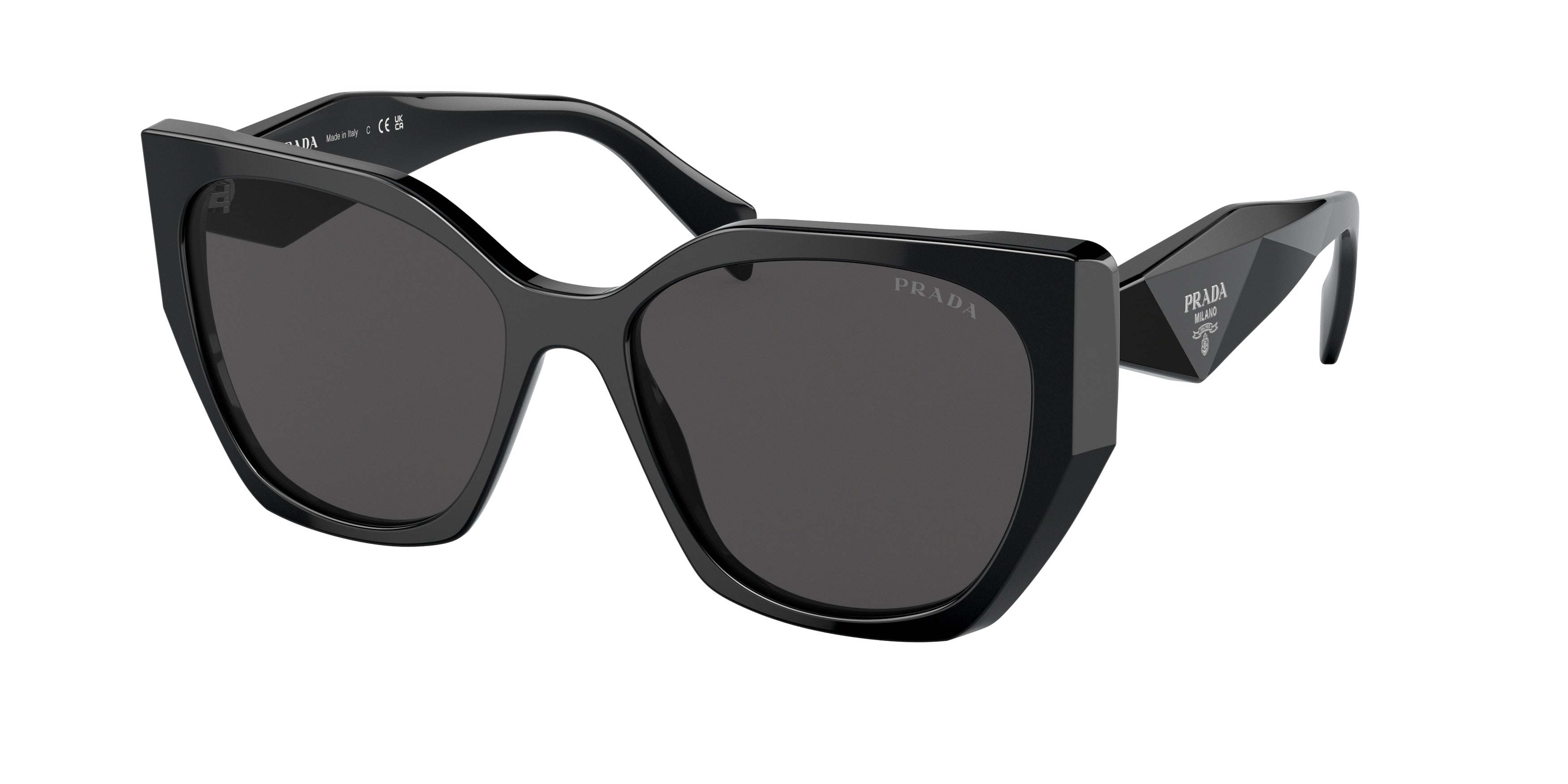 Prada PR19ZS Pillow Sunglasses 1AB5S0-Black 55-145-17 - Color Map Black
