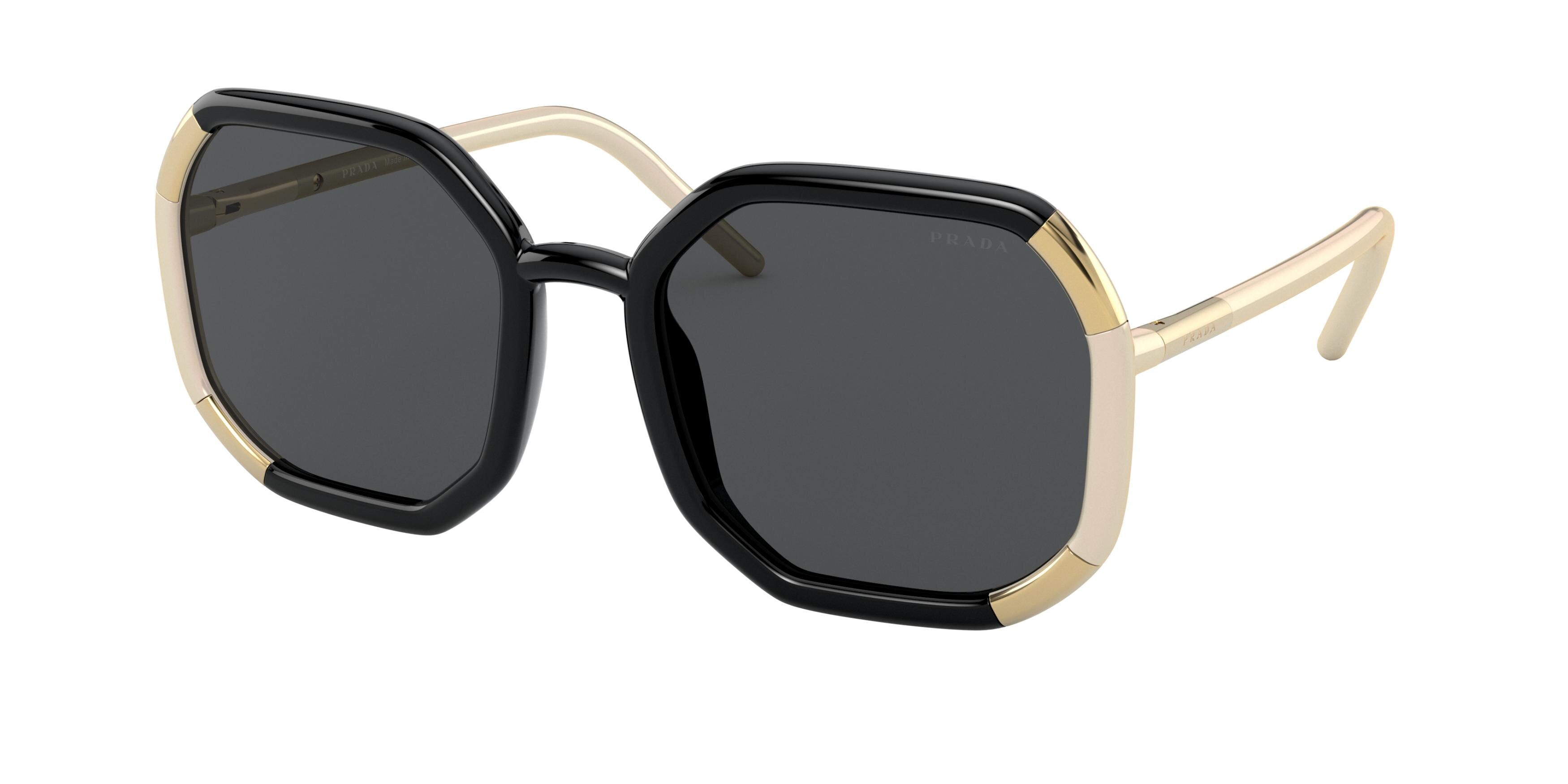 Prada PR20XS Square Sunglasses | 02F5S0-Black Prada PR 02ZS S (52 - 20) with Grey lenses and Black frame  main image 4