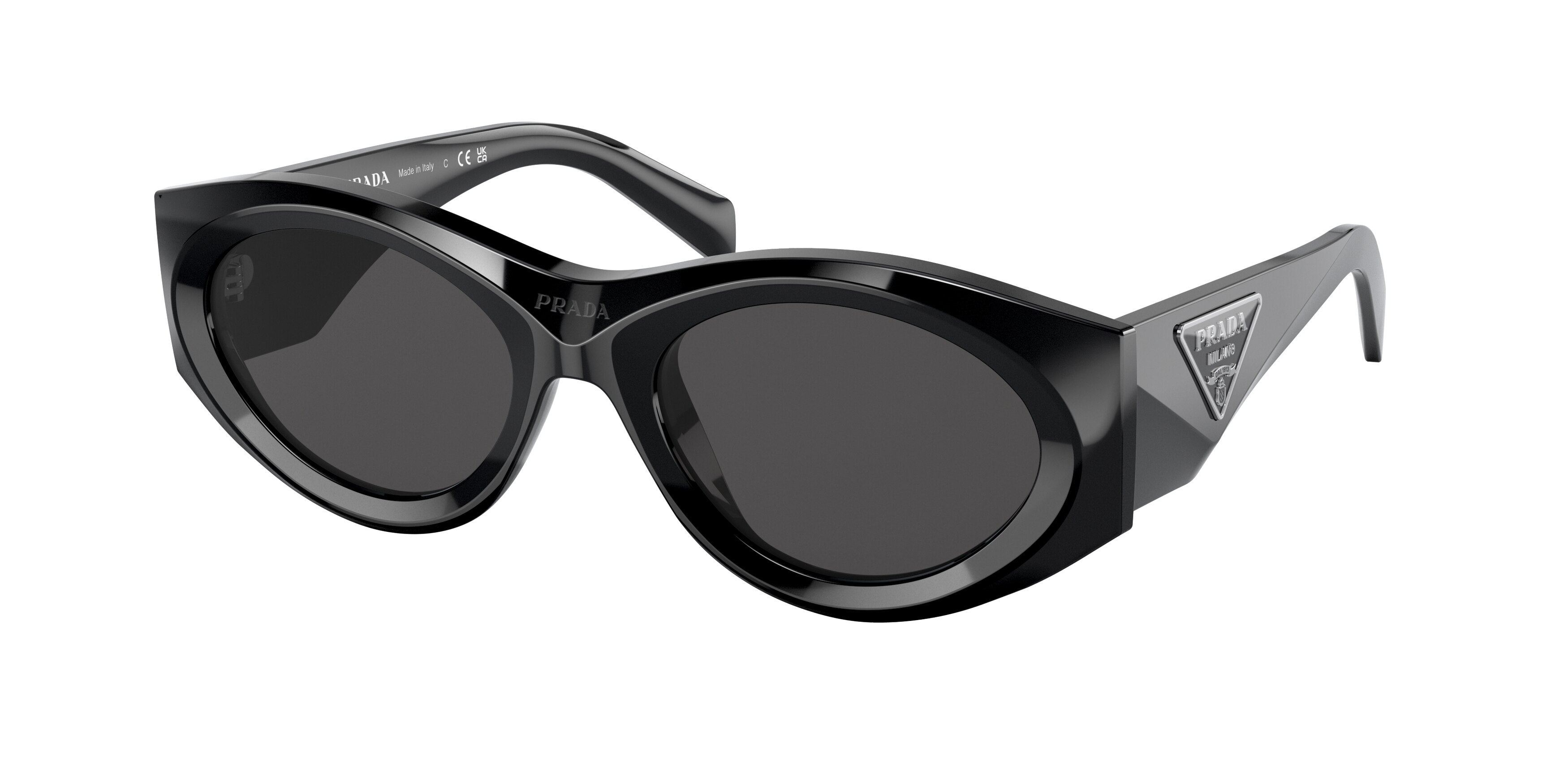 Prada PR20ZSF Oval Sunglasses 1AB5S0-Black 54-140-19 - Color Map Black
