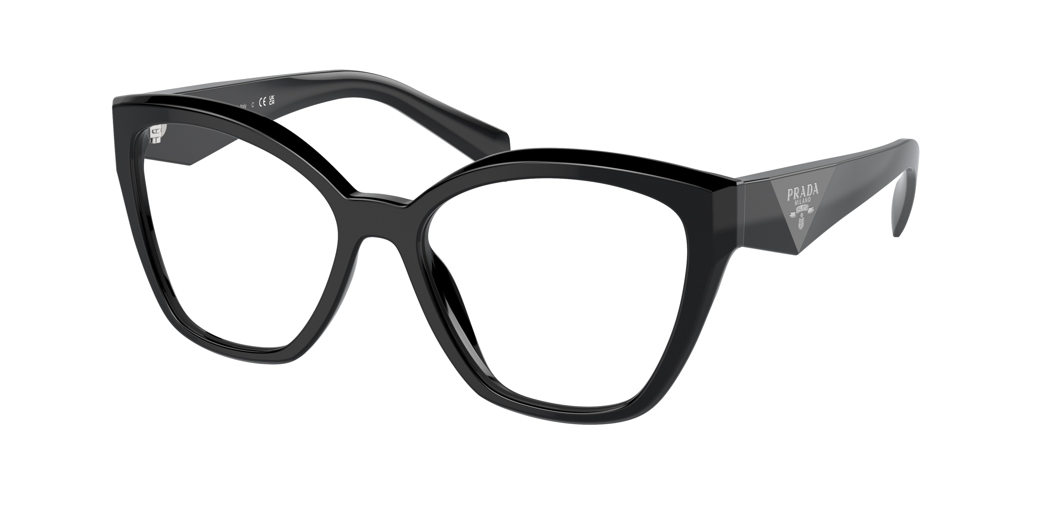 Prada PR20ZVF Irregular Eyeglasses 16K1O1-Black 56-145-16 - Color Map Black