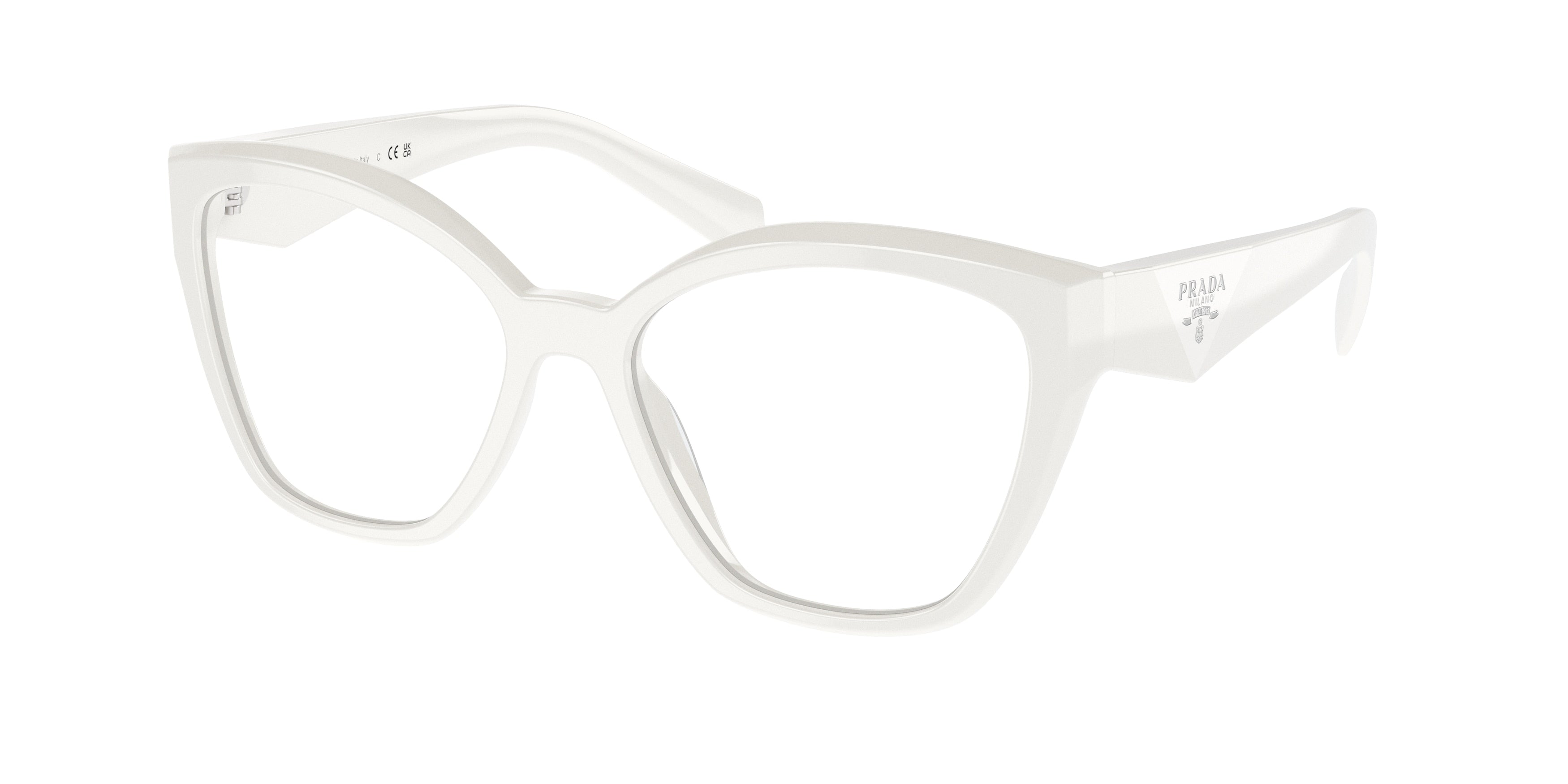 Prada PR20ZV Irregular Eyeglasses 17K1O1-Black/White 52-145-17 - Color Map Black