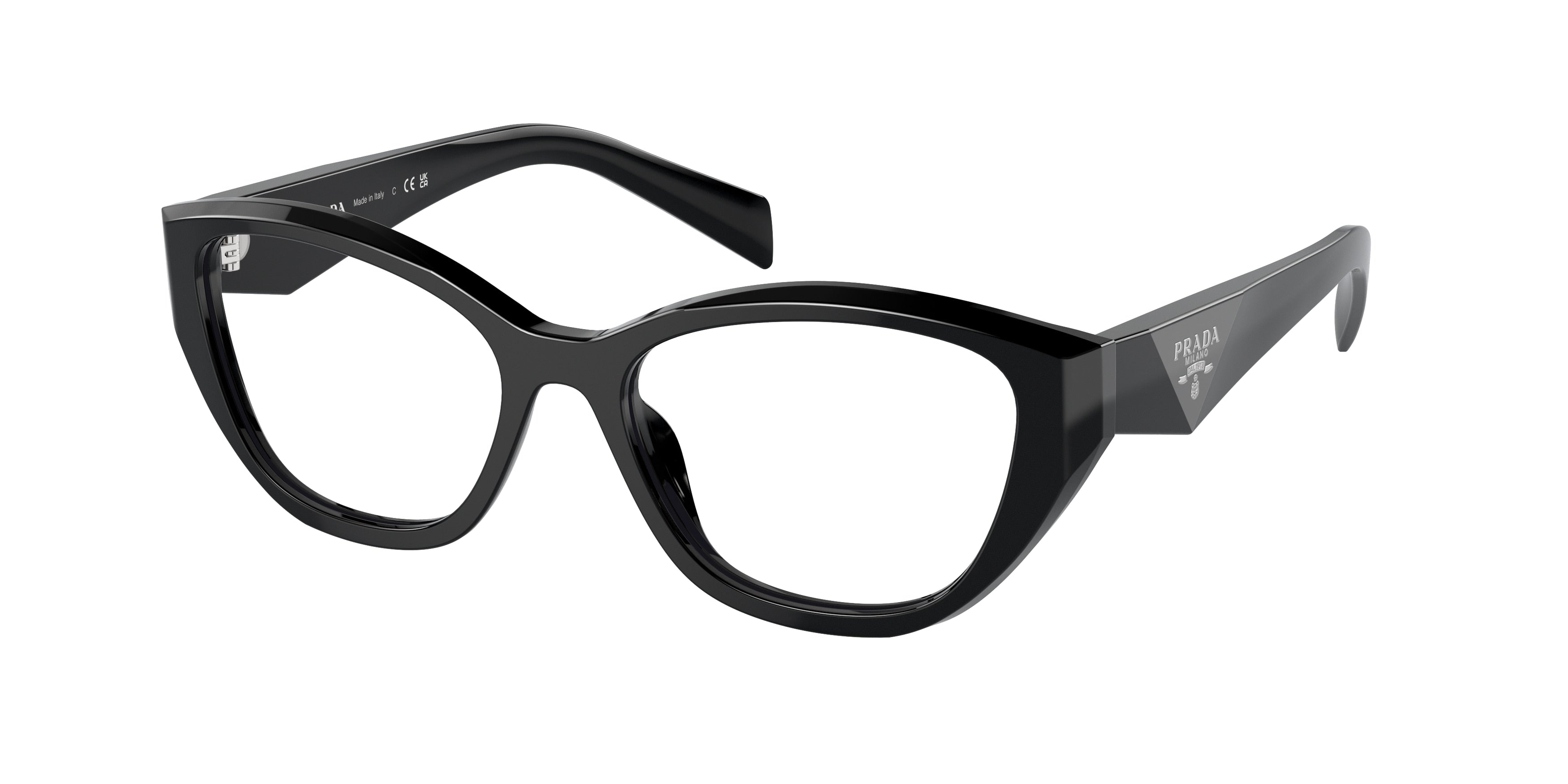 Prada PR21ZVF Irregular Eyeglasses  16K1O1-Black 55-145-16 - Color Map Black