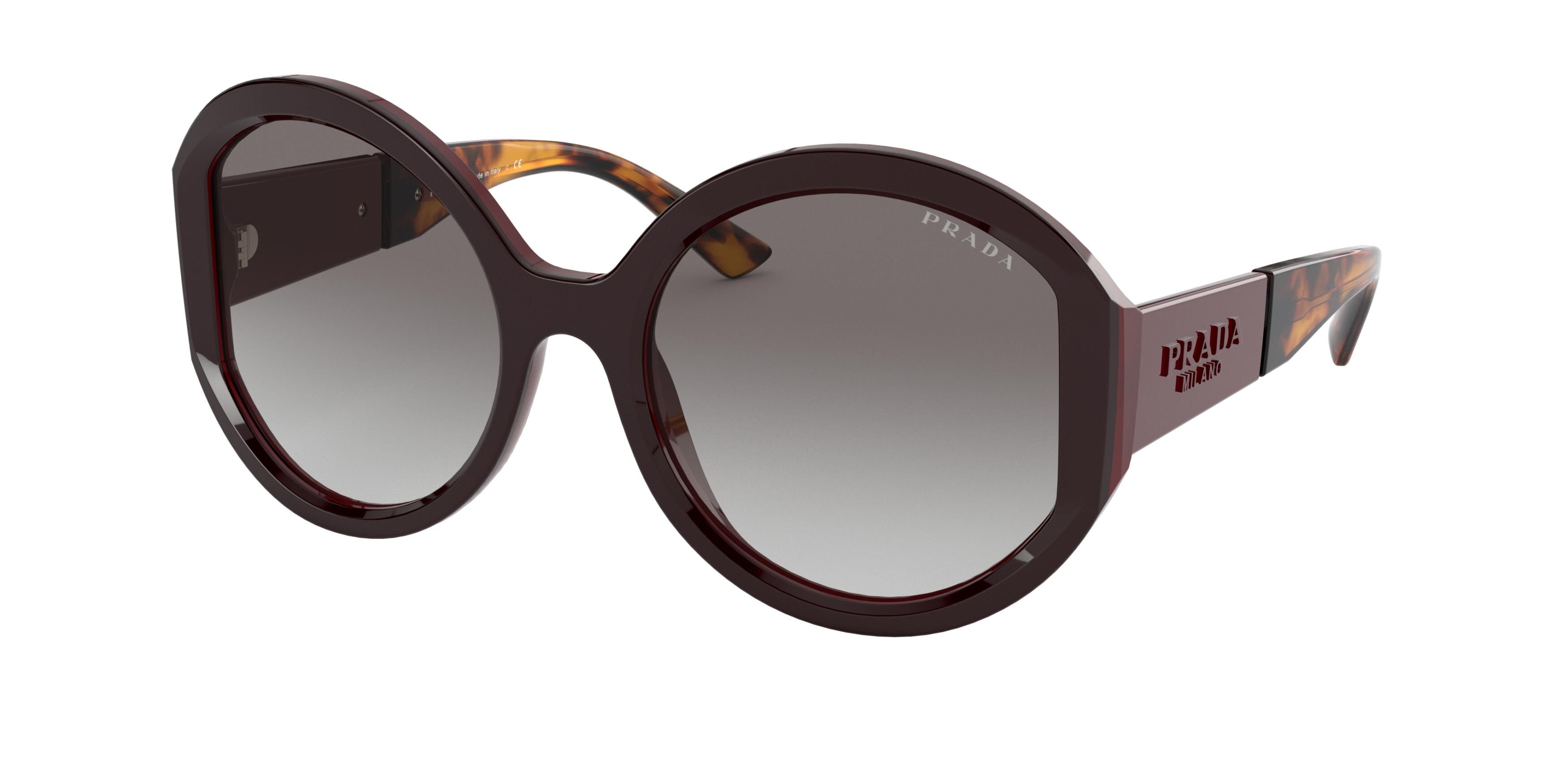 Prada PR22XS Round Sunglasses  UAN0A7-Bordeaux 55-140-20 - Color Map Red
