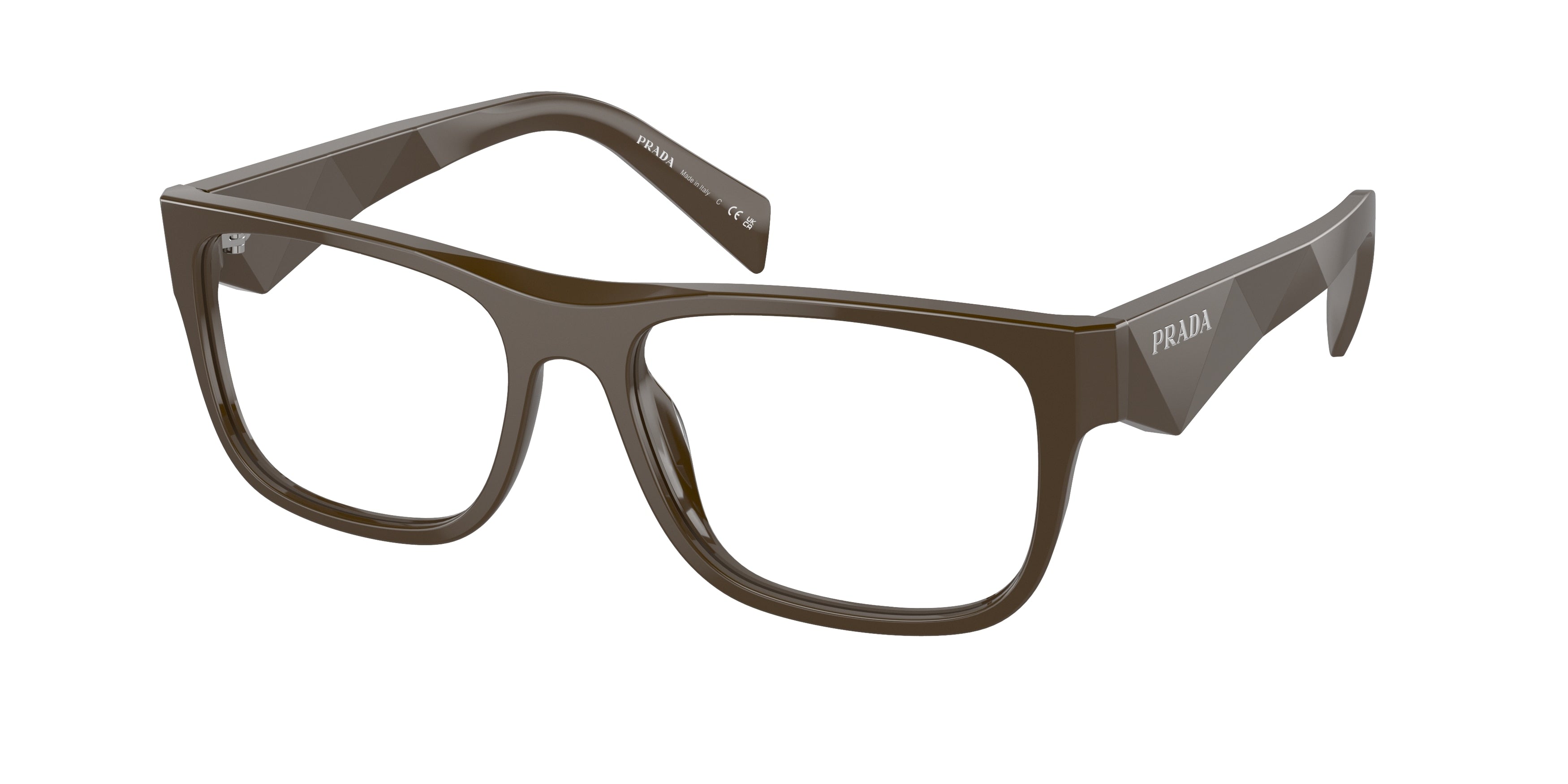 Prada PR22ZVF Pillow Eyeglasses 15L1O1-Loden 56-145-16 - Color Map Brown