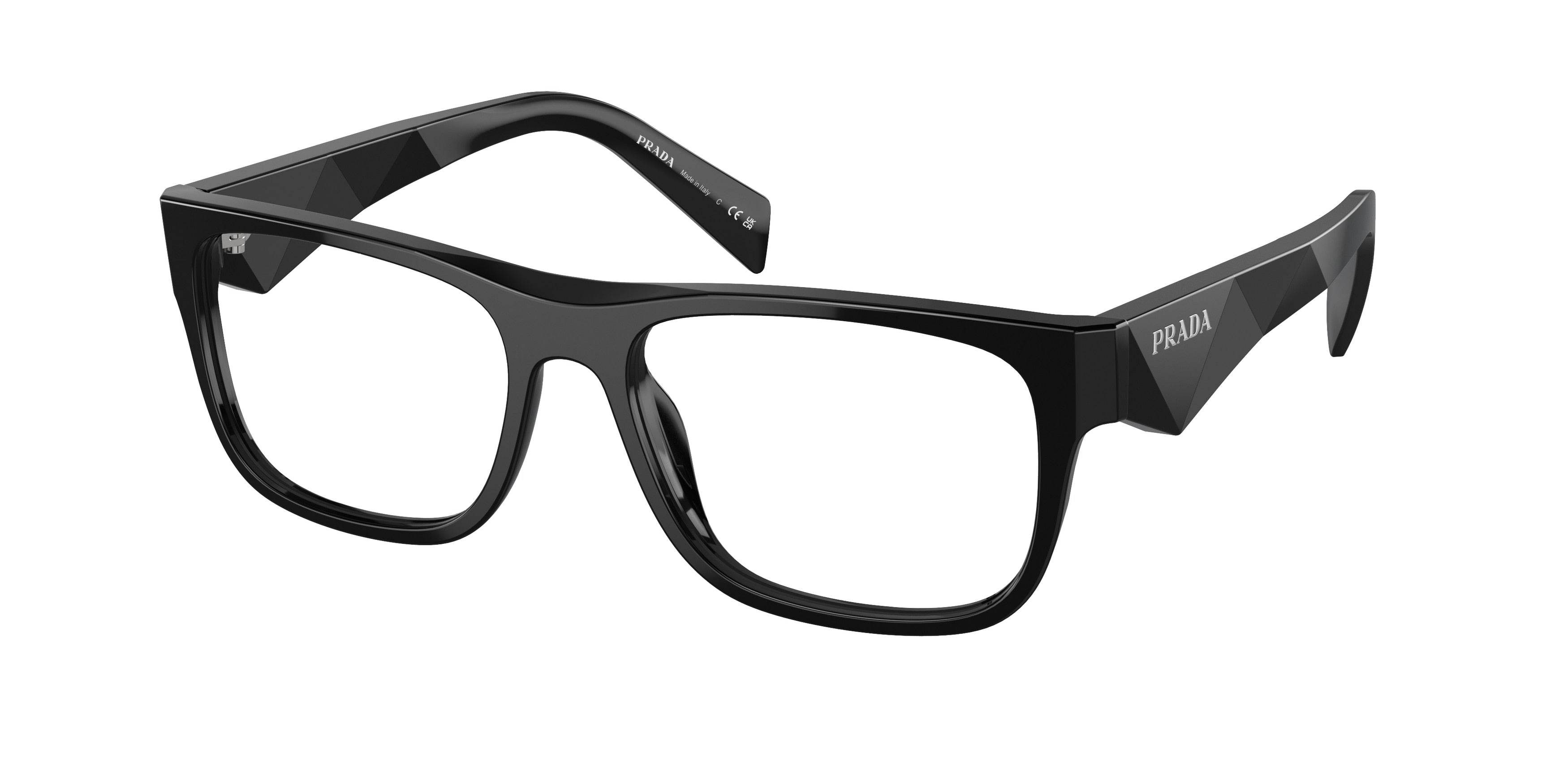 Prada PR22ZVF Pillow Eyeglasses 16K1O1-Black 56-145-16 - Color Map Black