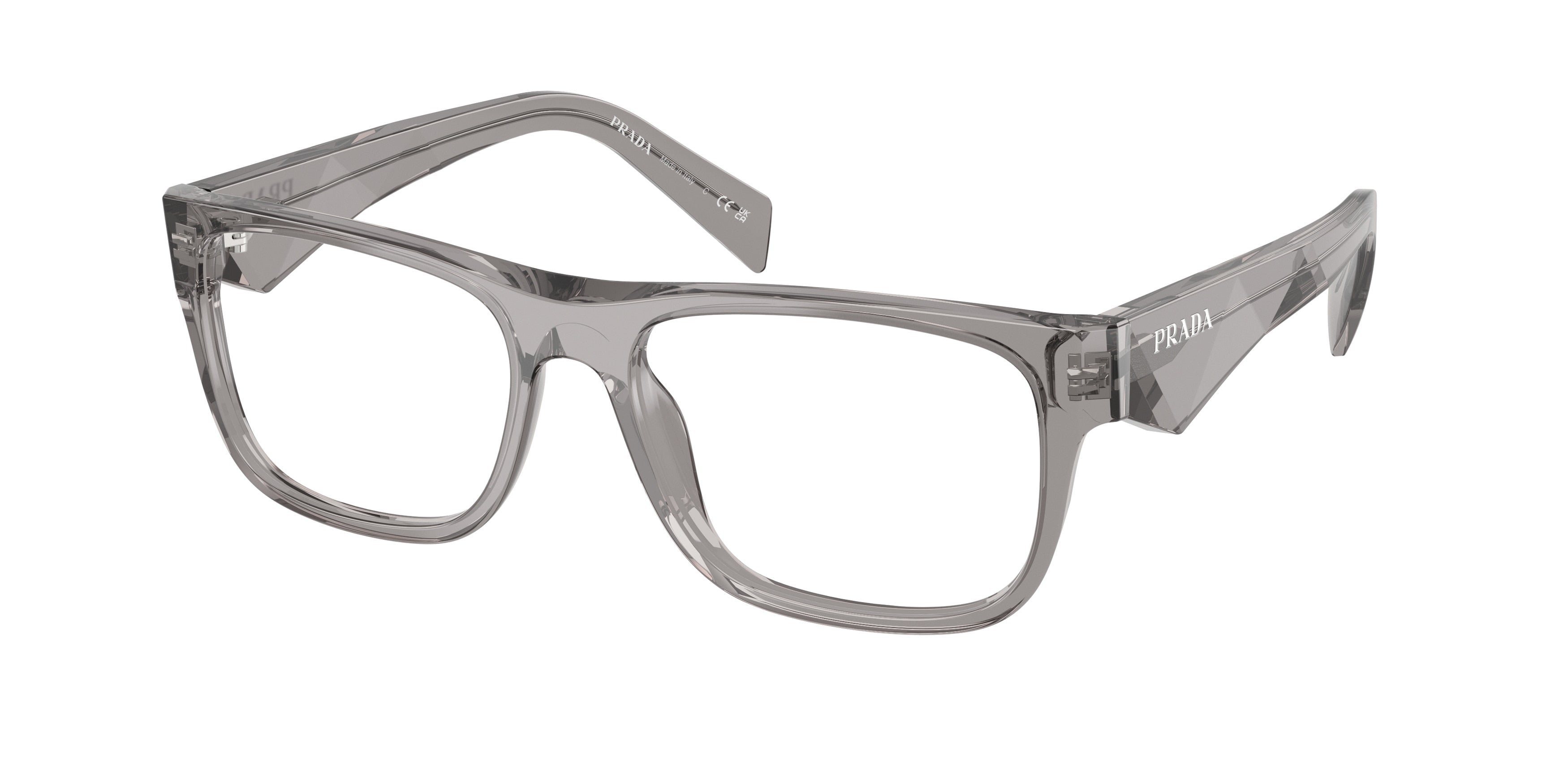 Prada PR22ZV Pillow Eyeglasses 16Z1O1-Transparent Dark Grey 55-145-17 - Color Map Grey