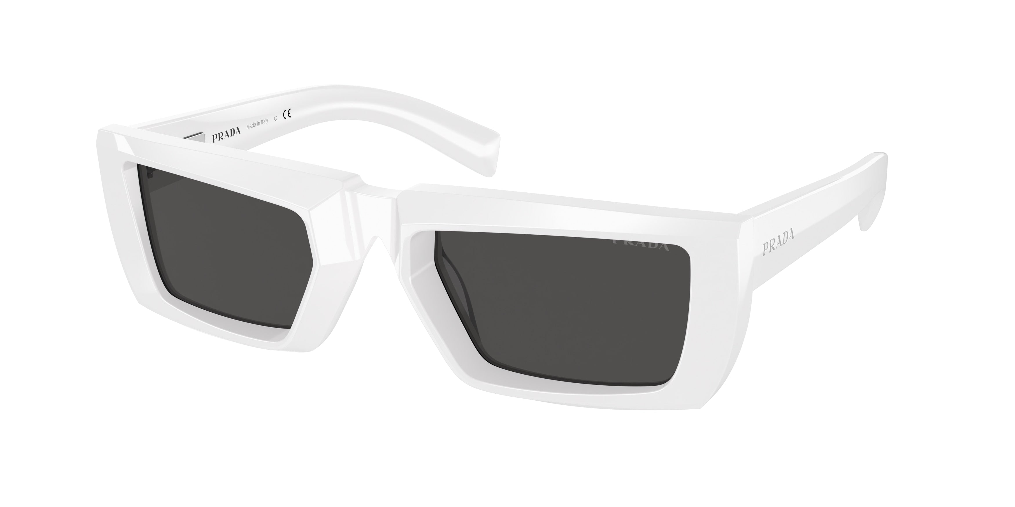 Prada PR24YS Rectangle Sunglasses 4615S0-White 55-140-21 - Color Map White