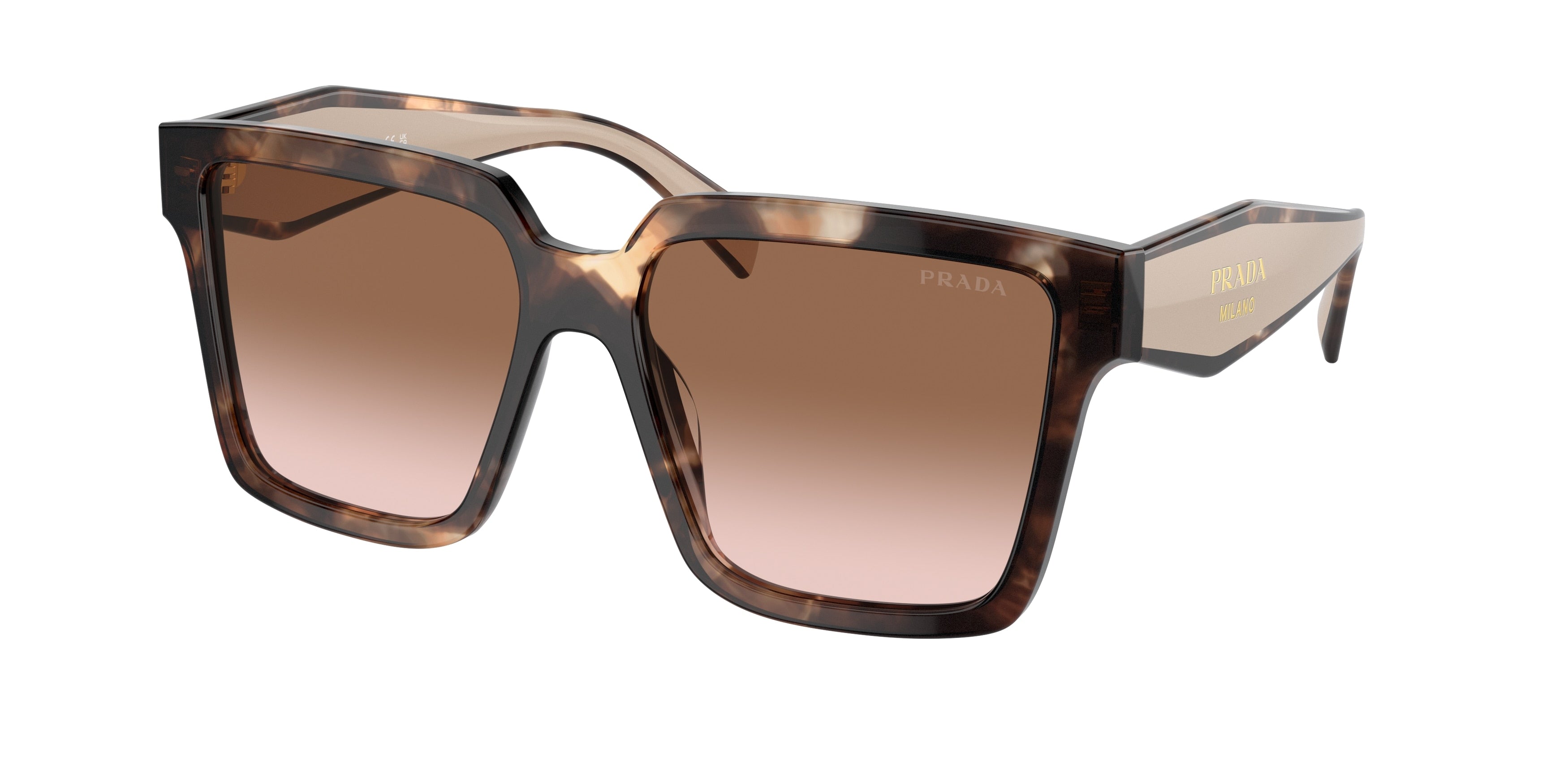 Prada PR24ZSF Square Sunglasses 07R0A6-Caramel Tortoise 57-140-14 - Color Map Tortoise