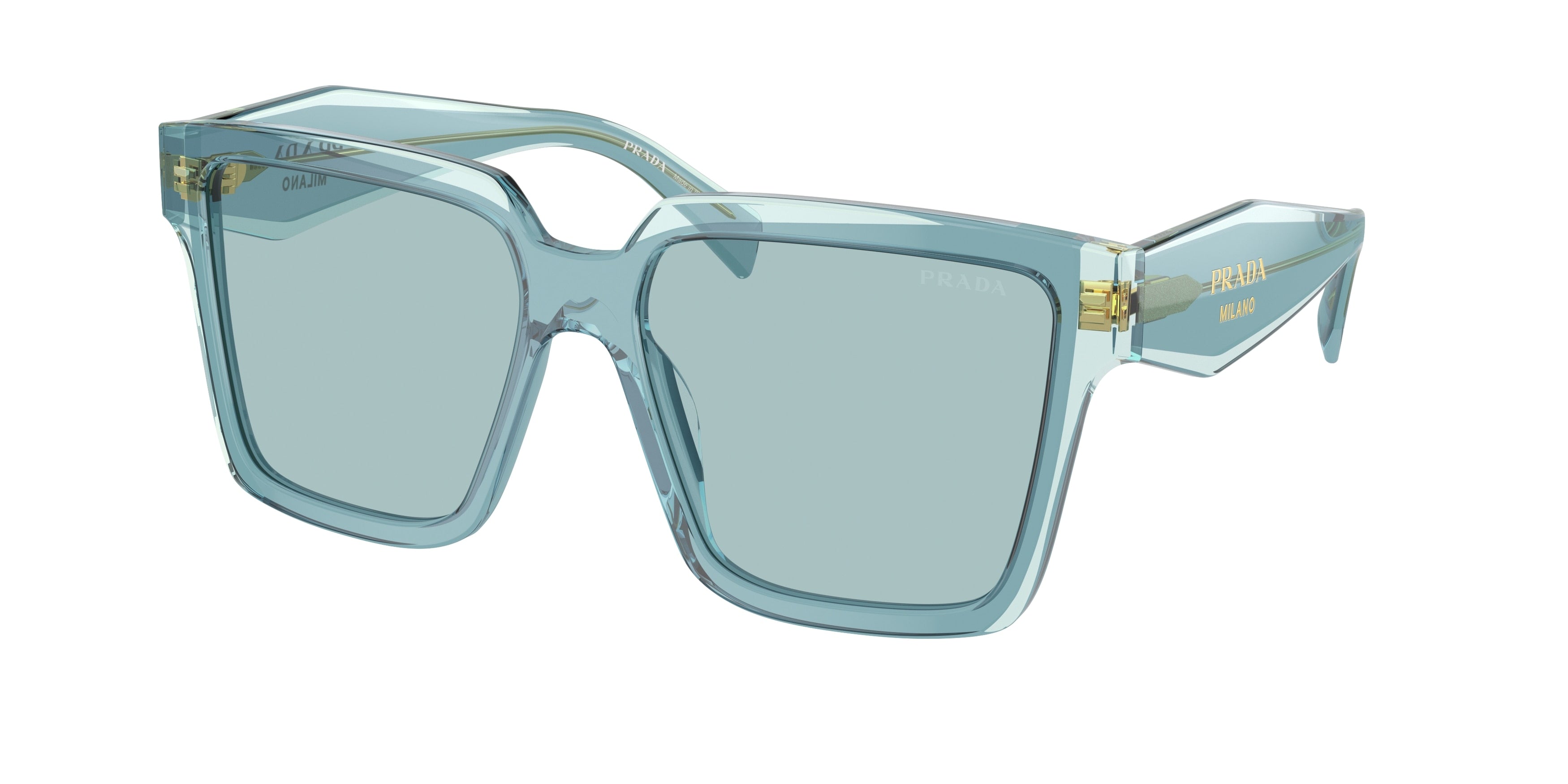Prada PR24ZSF Square Sunglasses 15I02F-Peacock/Sky 57-140-14 - Color Map Blue