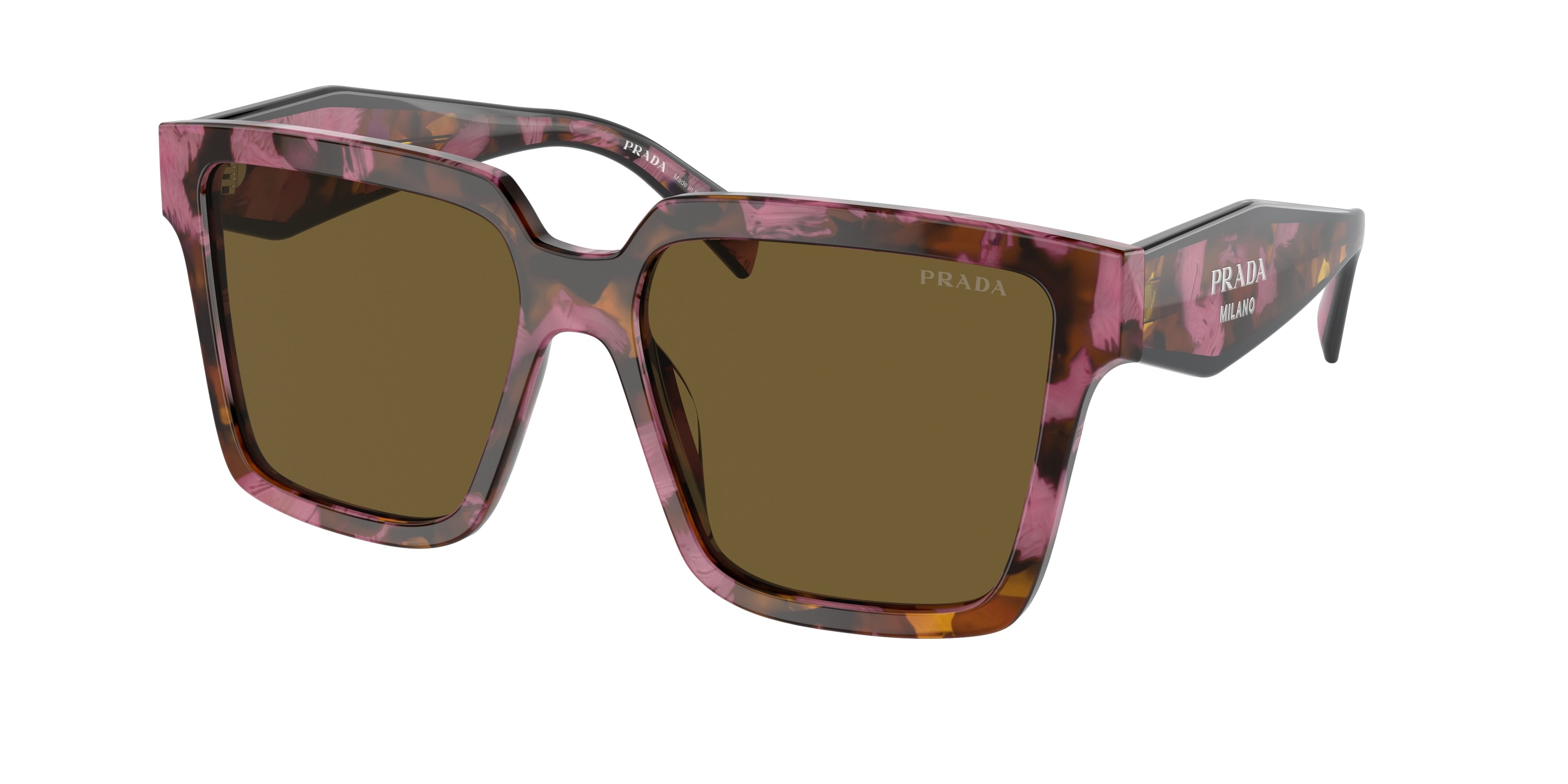 Prada PR24ZSF Square Sunglasses 18N01T-Tortoise Cognac Begonia 57-140-14 - Color Map Brown
