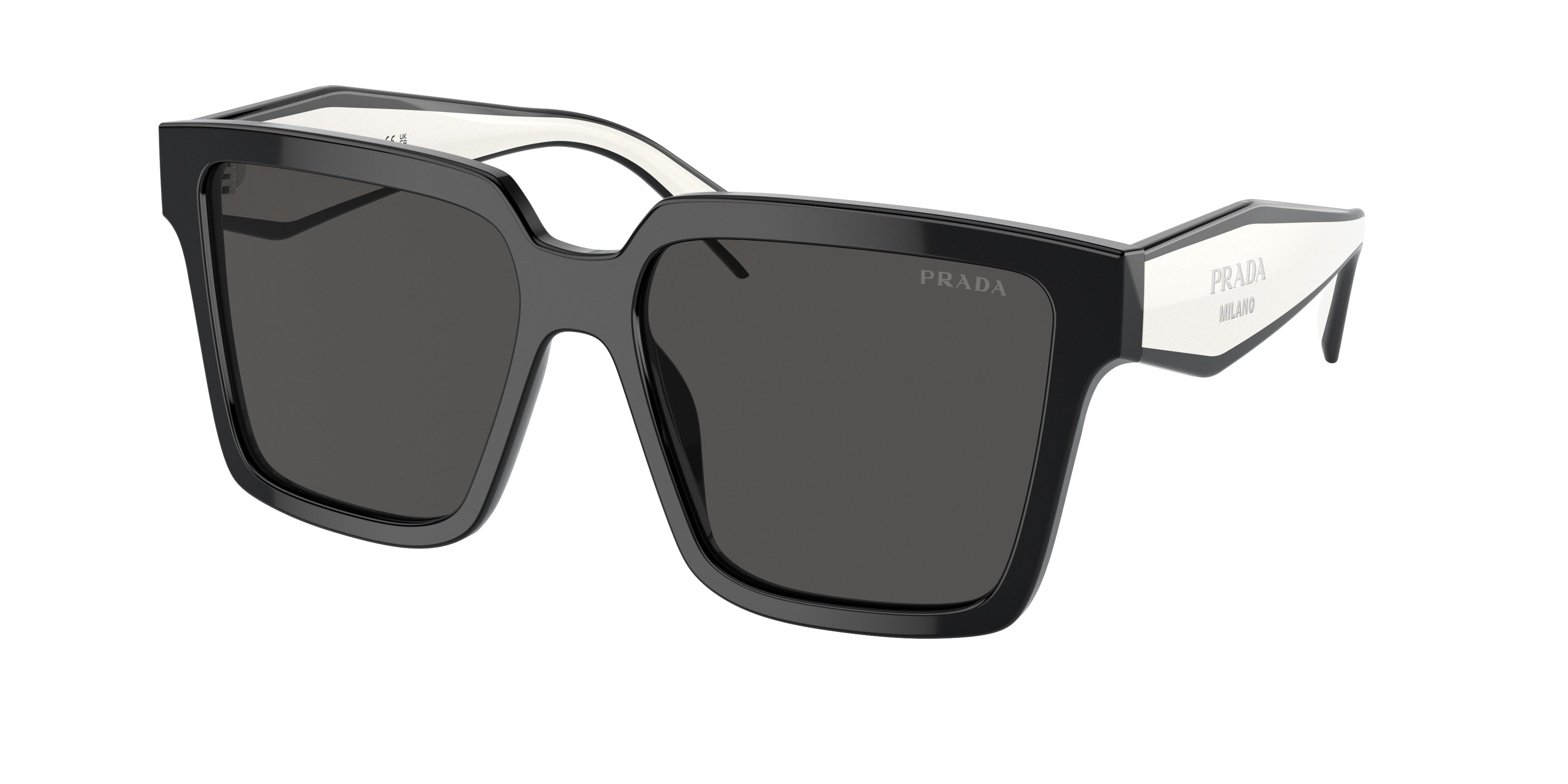 Prada PR24ZSF Square Sunglasses 1AB5S0-Black 57-140-14 - Color Map Black