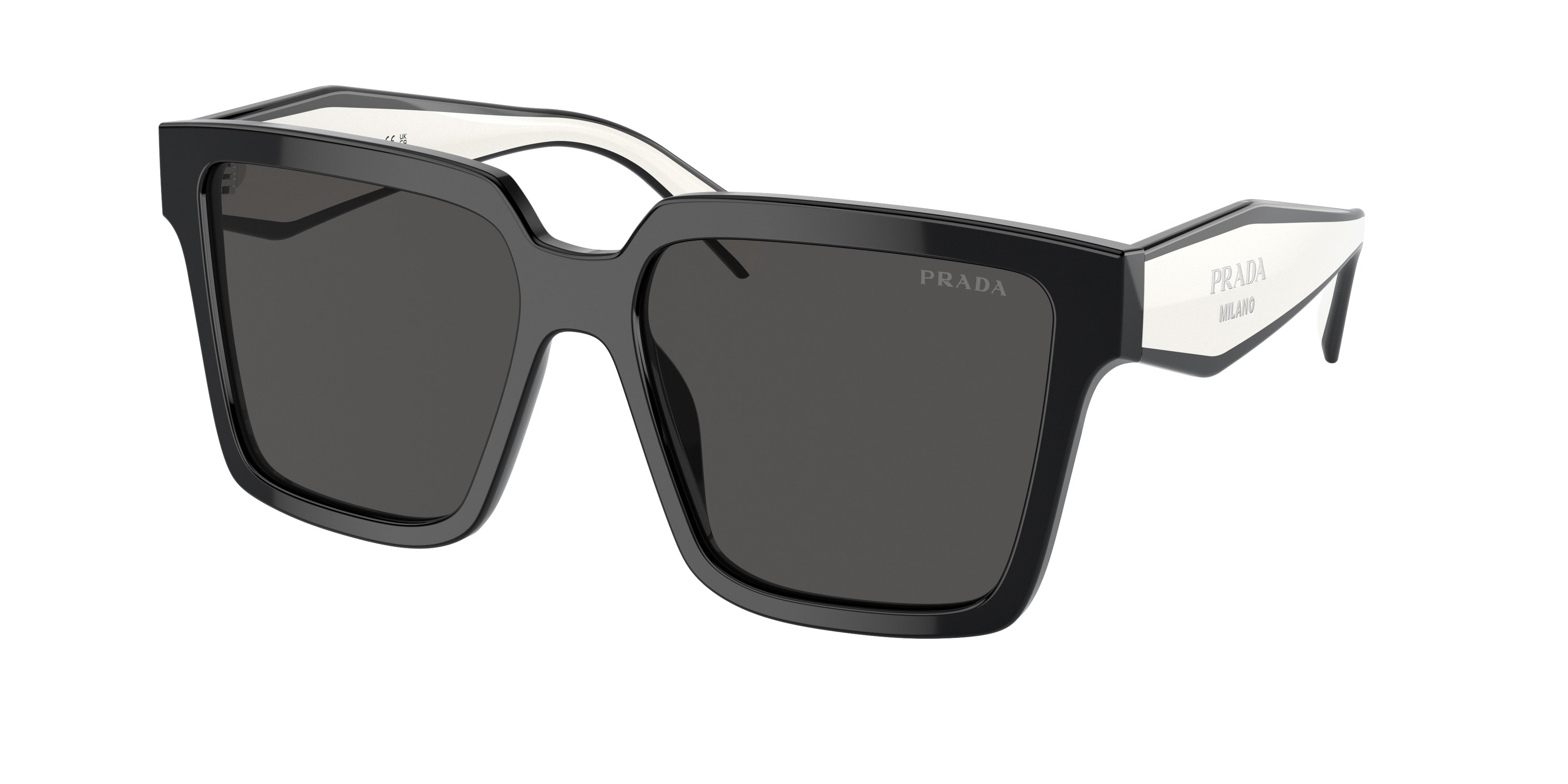 Prada PR24ZS Square Sunglasses 1AB5S0-Black 56-140-16 - Color Map Black