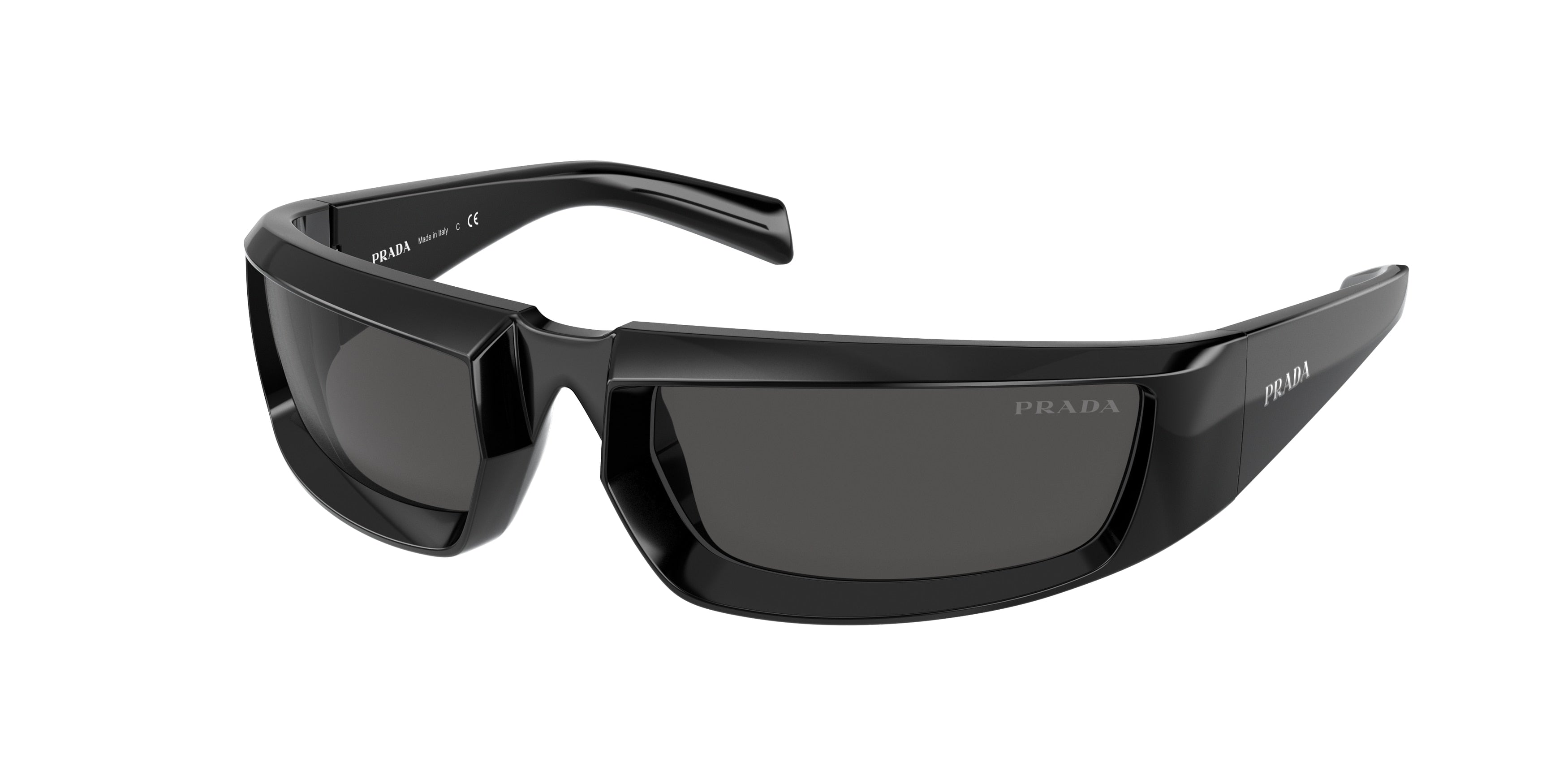 Prada PR25YS Rectangle Sunglasses 1AB5S0-Black 63-120-20 - Color Map Black