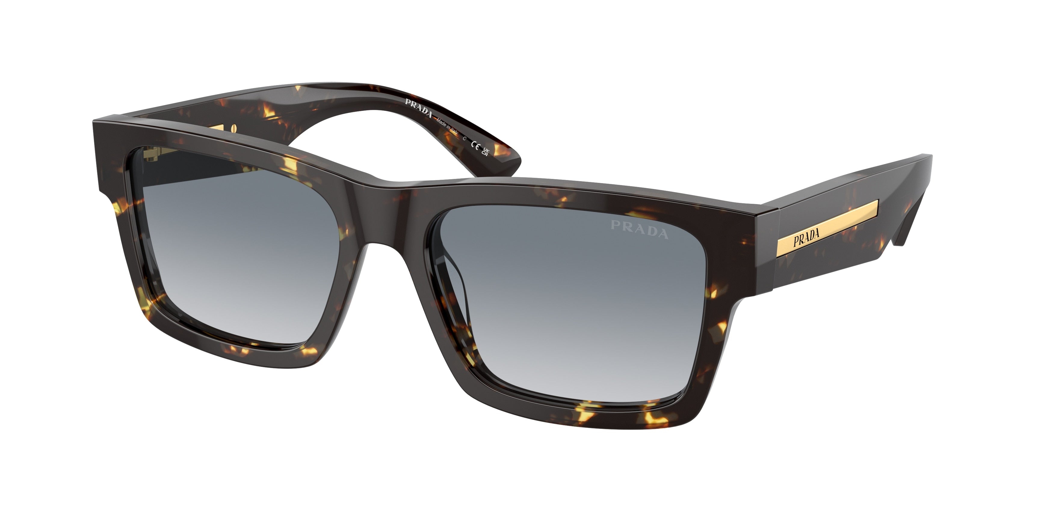 Prada PR25ZS Rectangle Sunglasses 16R30F-Black Malt Tortoise 56-140-18 - Color Map Brown