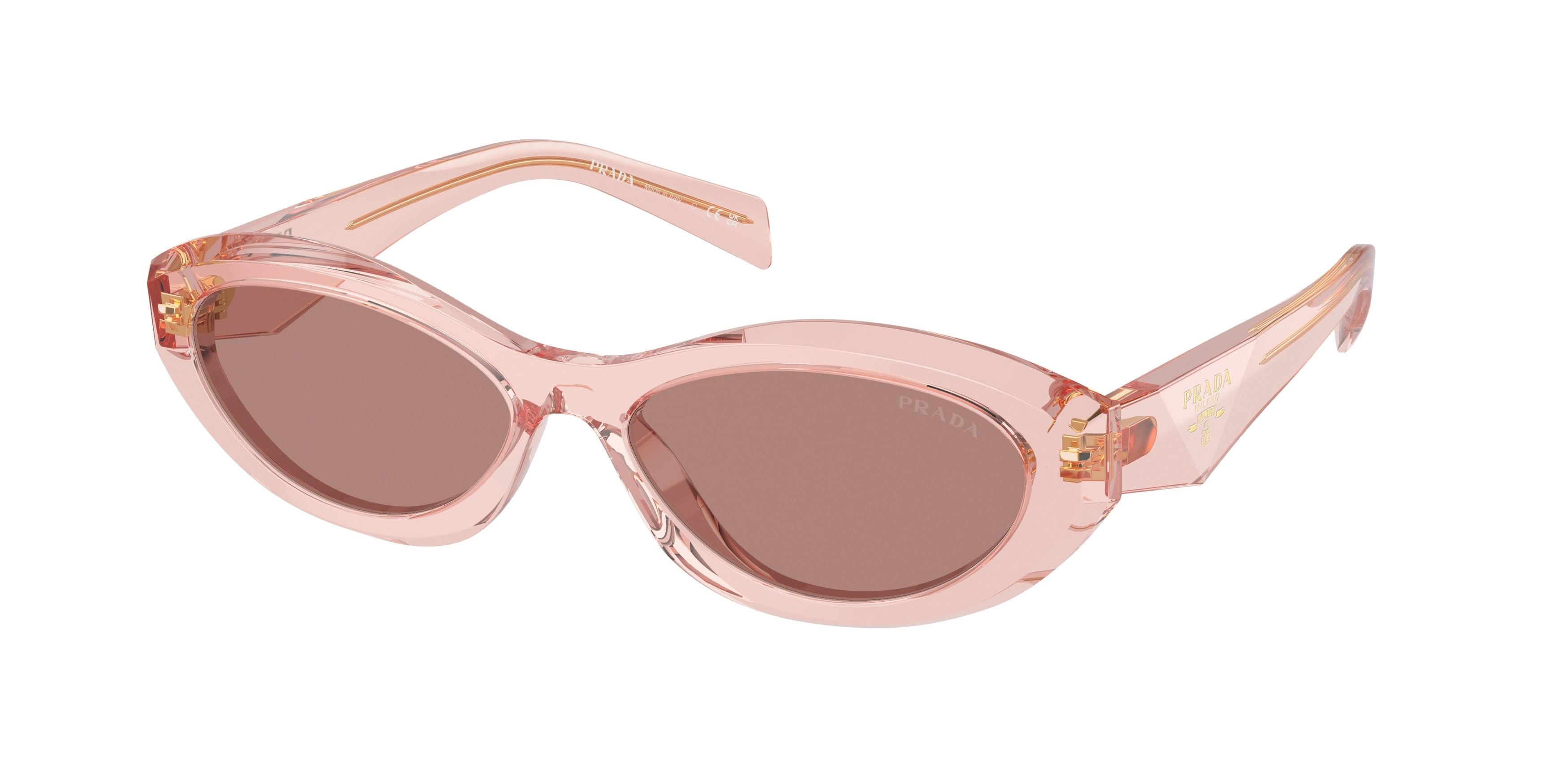Prada PR26ZSF Irregular Sunglasses 19Q10D-Transparent Peach 56-145-15 - Color Map Pink